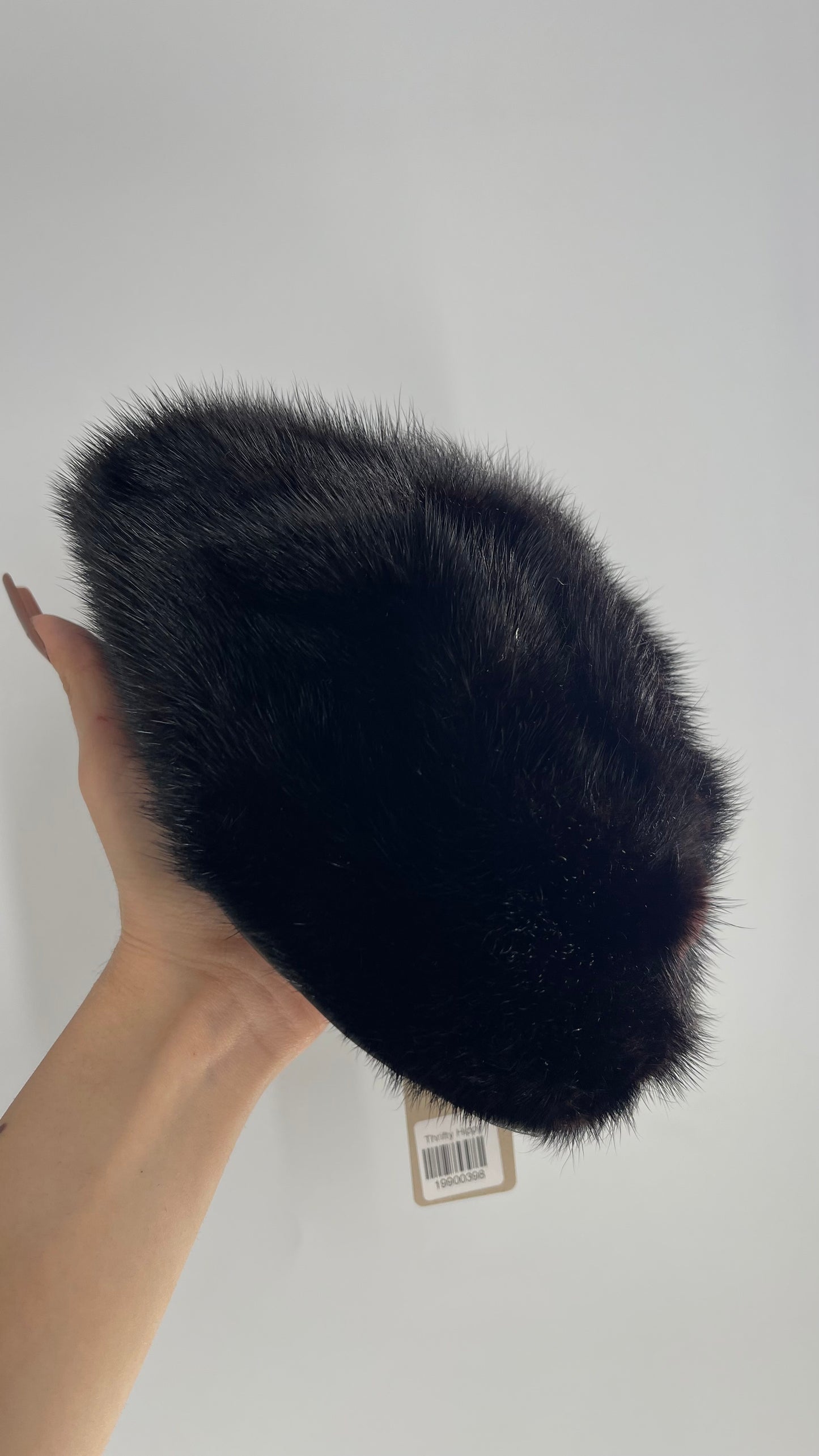 Vintage Genuine Fur Beret with Black Leather Inner Trim