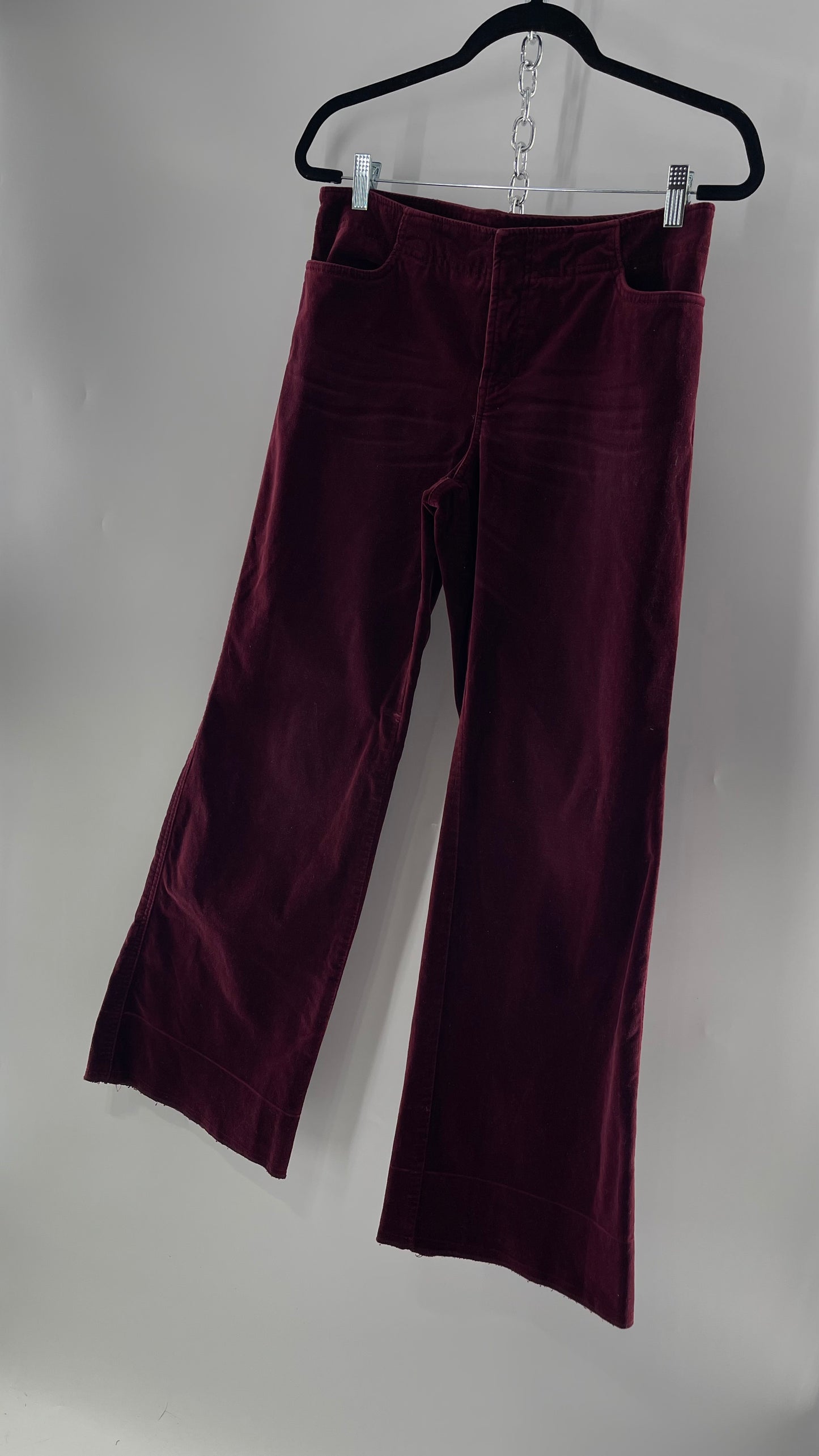 Vintage 90s Express Wine Toned Burgundy Velvet Low Rise Kickflares (7/8)