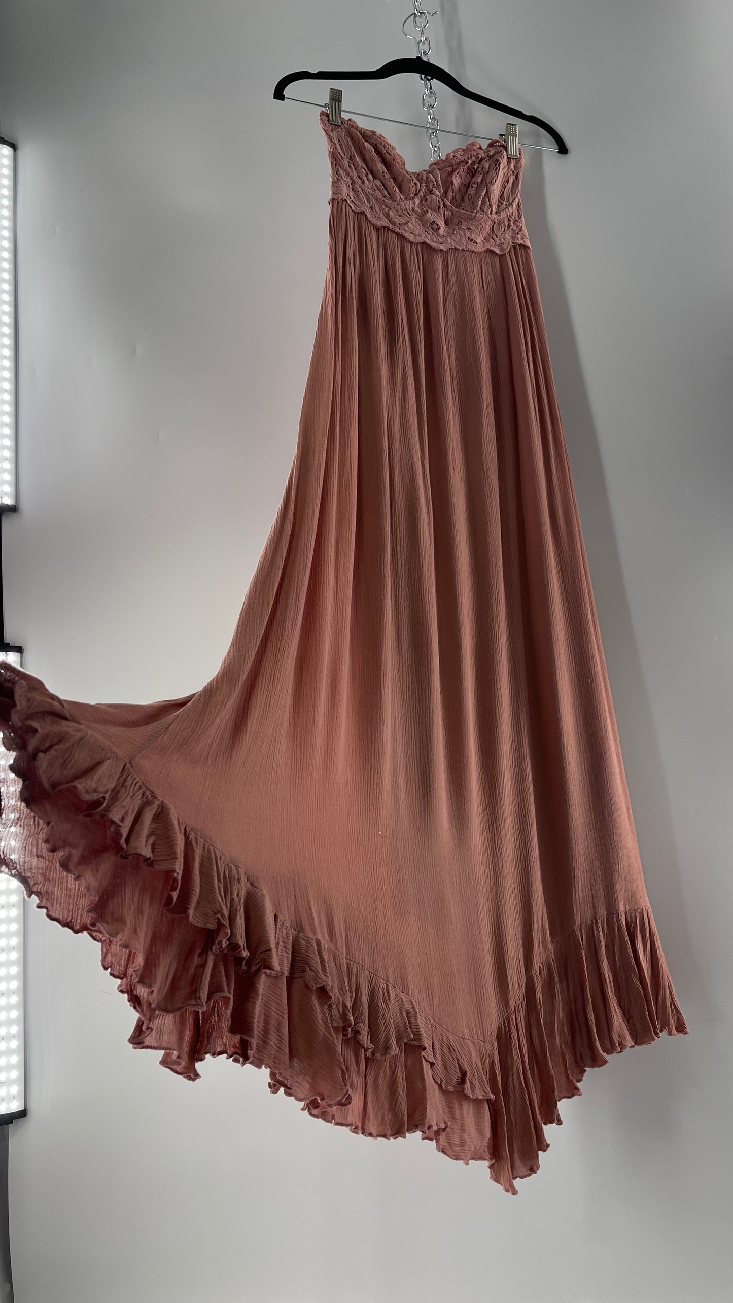 Free People Adella Mauve/Dusty Pink Full Length Maxi Dress (Small)
