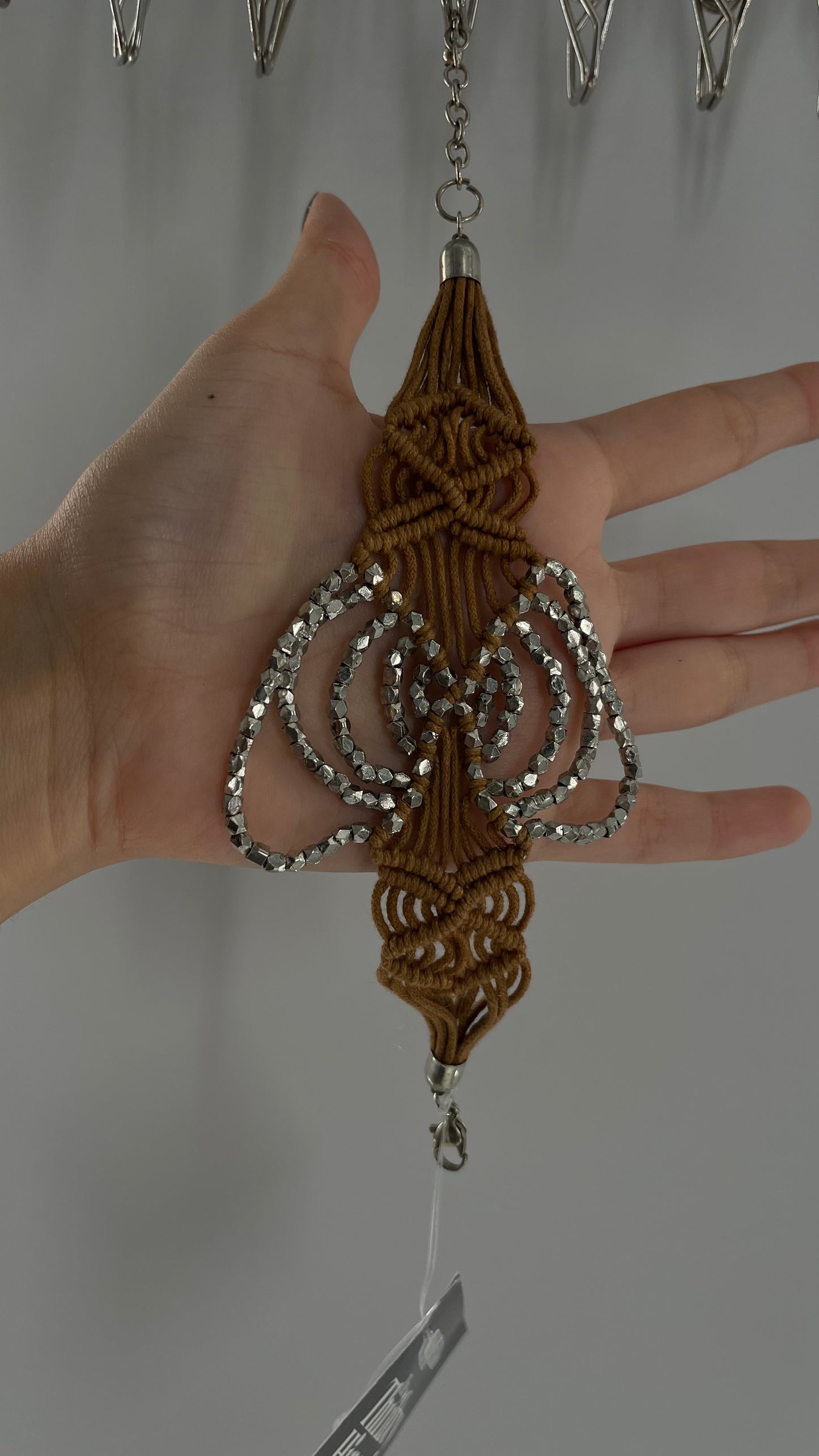 Free People Macrame Bracelet with Silver Metal Butterfly
