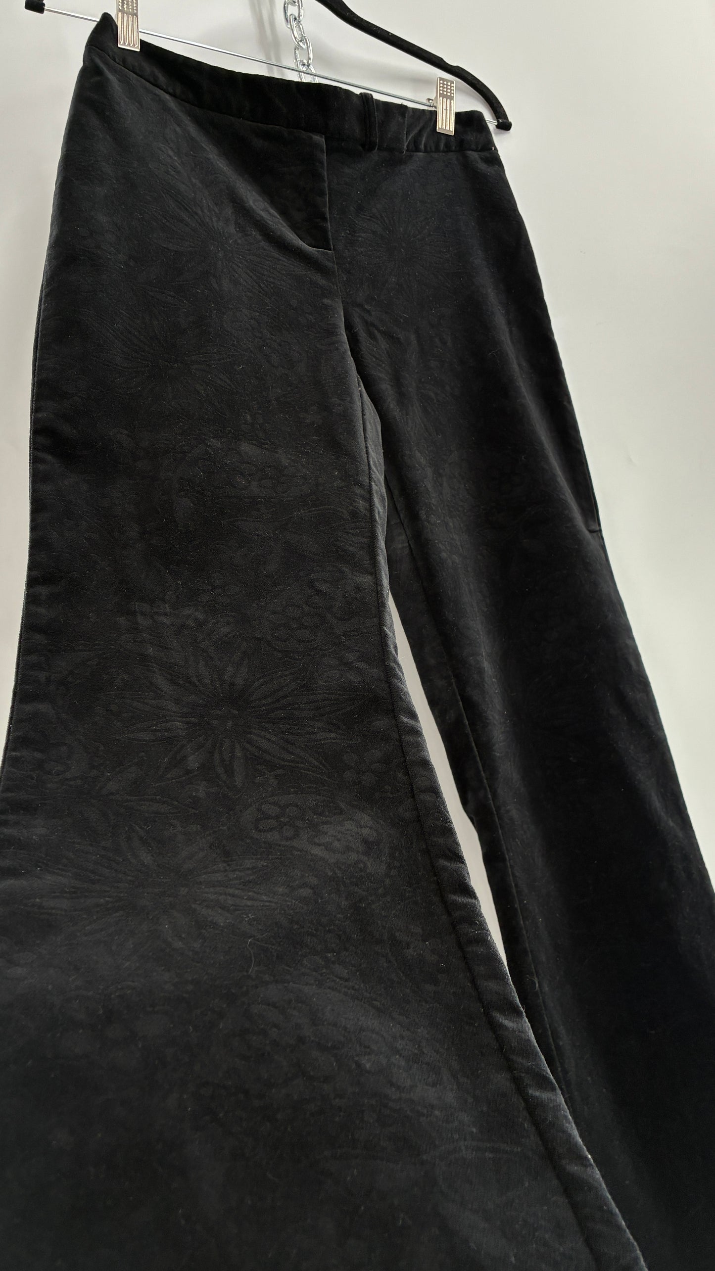 Deadstock Vintage 2000s Lilly Pulitzer Black Velvet Embossed Floral, Side Closure Pants (4)