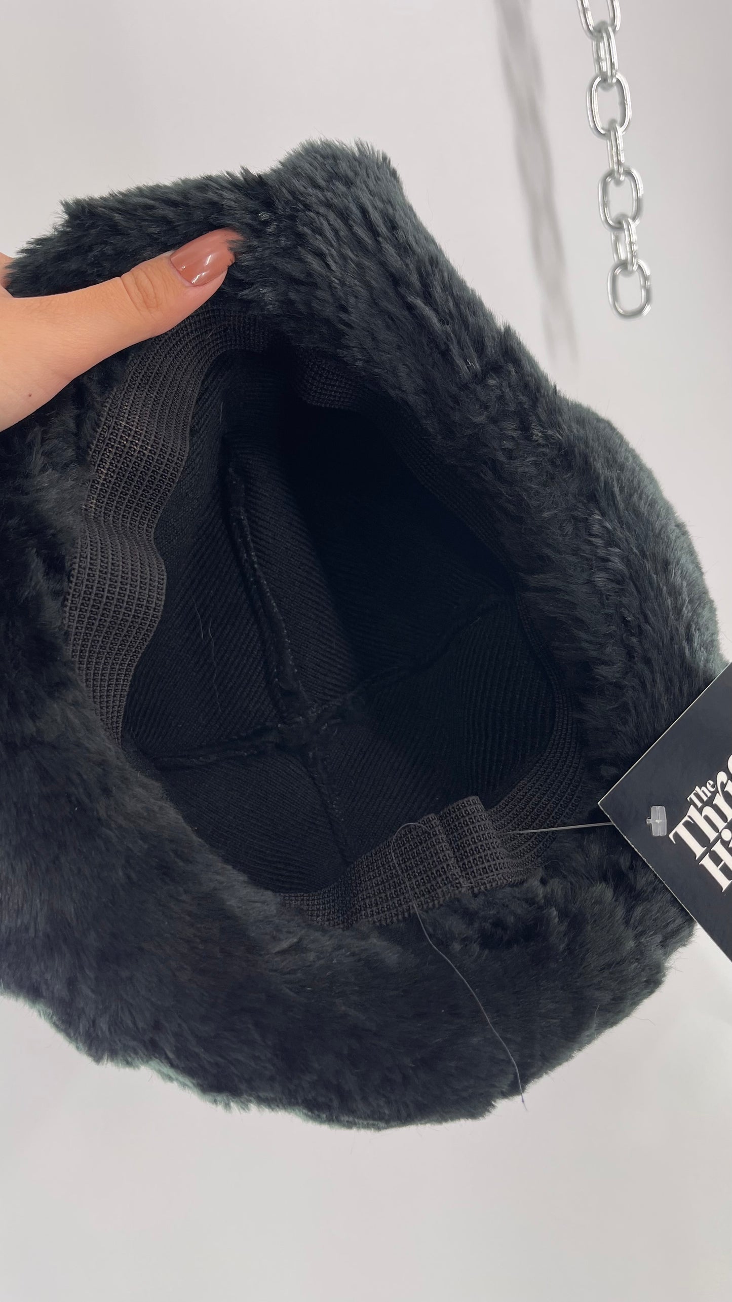 Vintage Black Faux Fur Bucket Hat