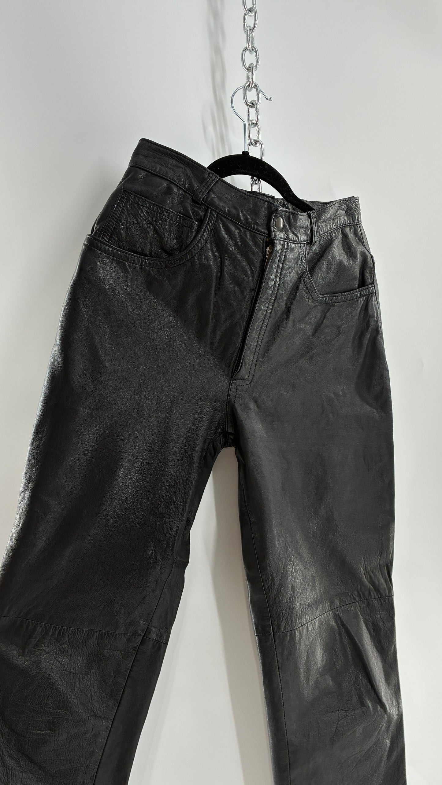 Vintage LILLIE RUBEN High Waisted Black Thin Leather Pants (6)