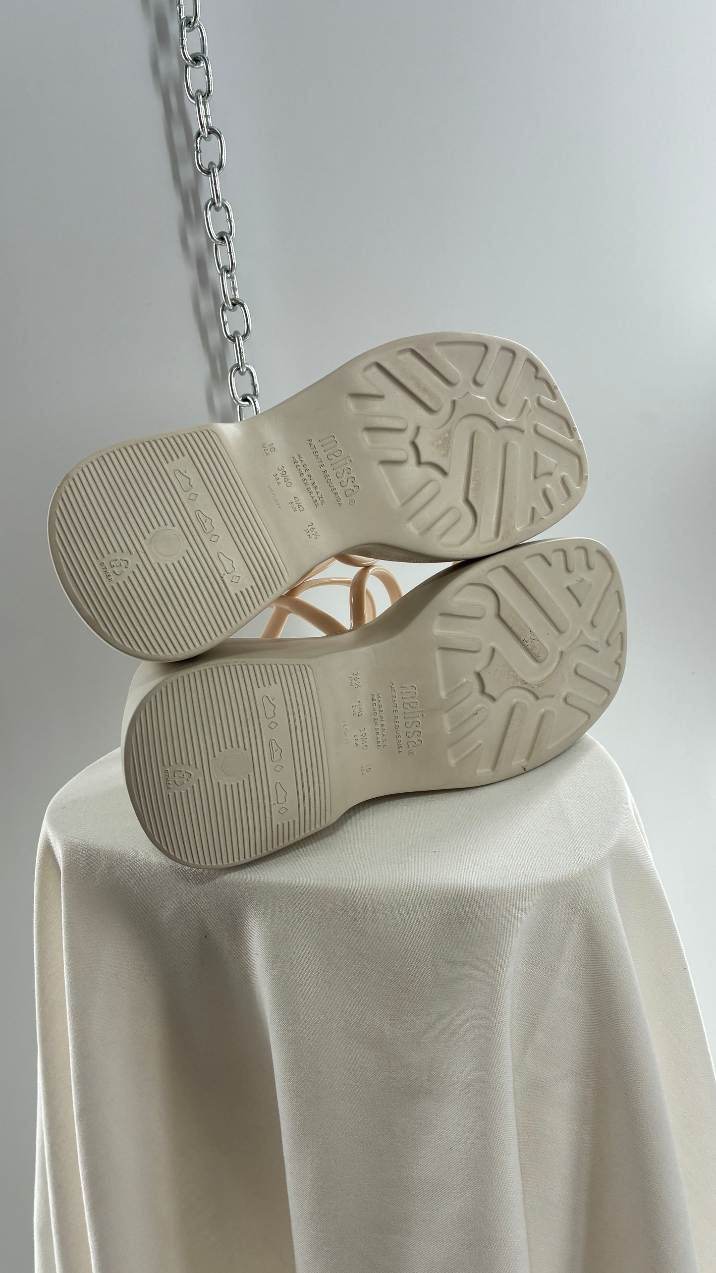 MELISSA Jelly Jessie Beige Chunky Wedge Platform Sandal (10)