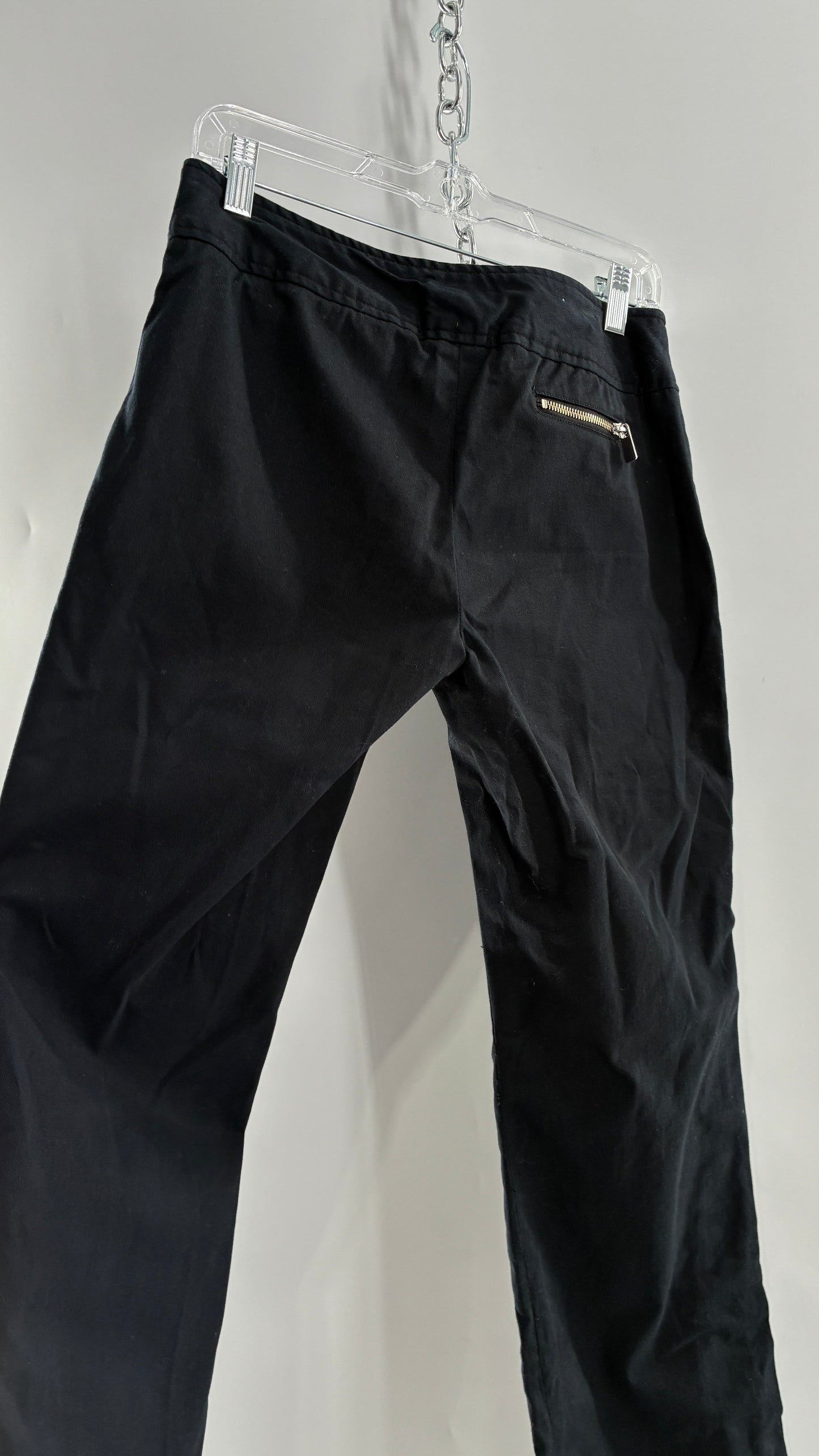 Vintage MICHAEL KORS Black Button Leg Kick Flare Low Rise Pants with Zipper Details and Side Closure (6)