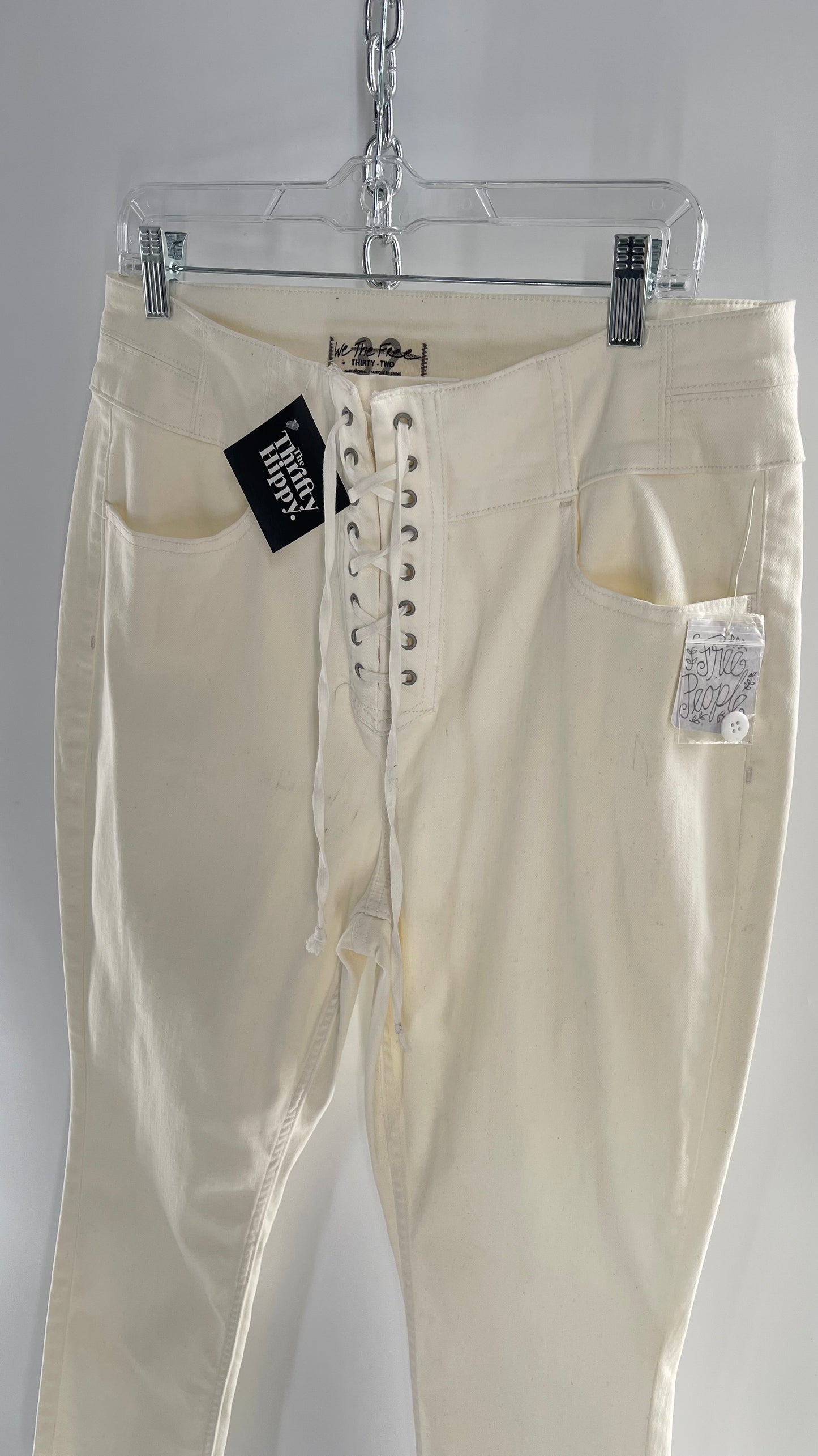 Free People Curvy Jeans With Lace up Detail (Size 32)