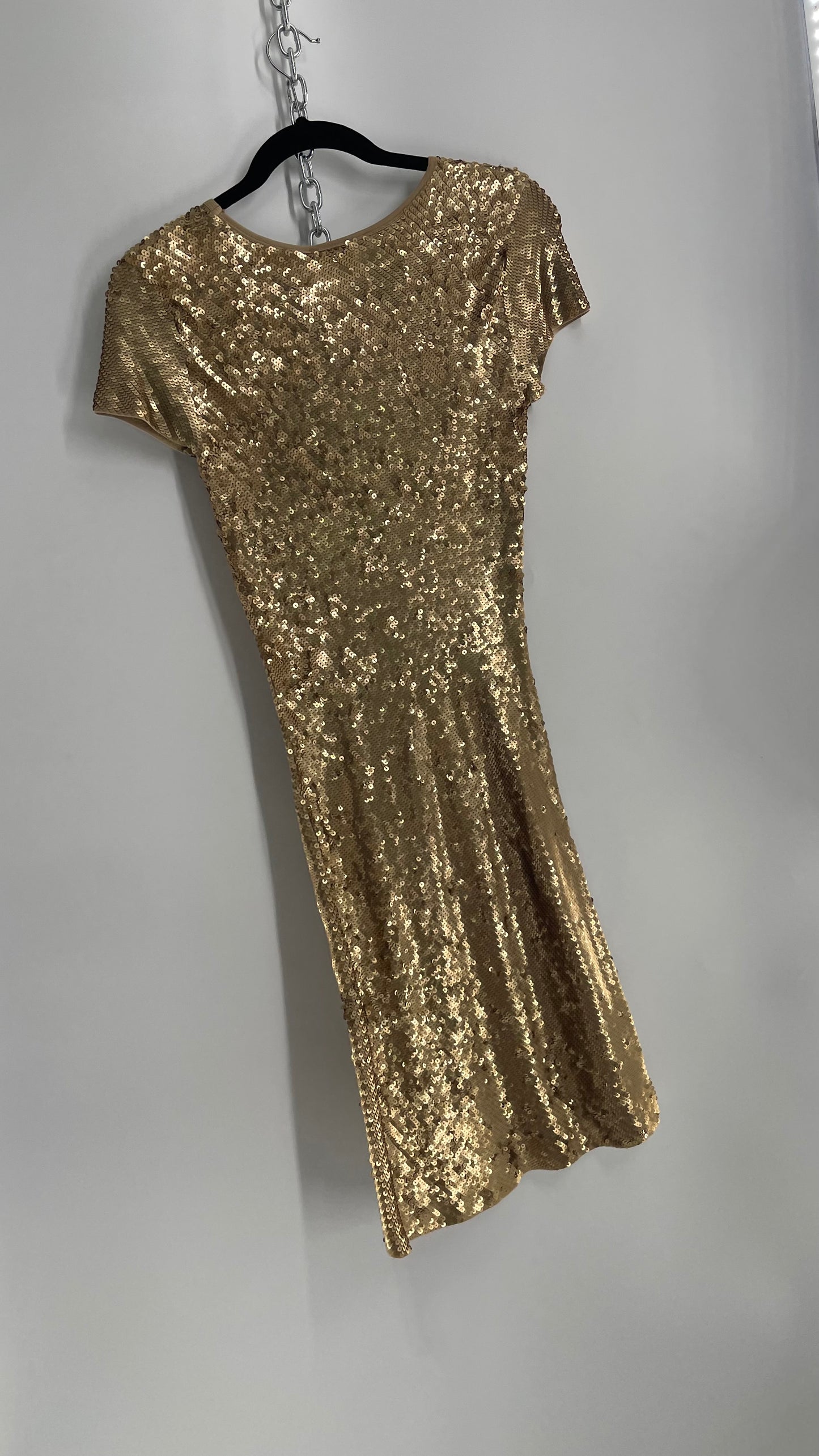 Michael Kors Sequin Party Gold Midi Dress (XXS)