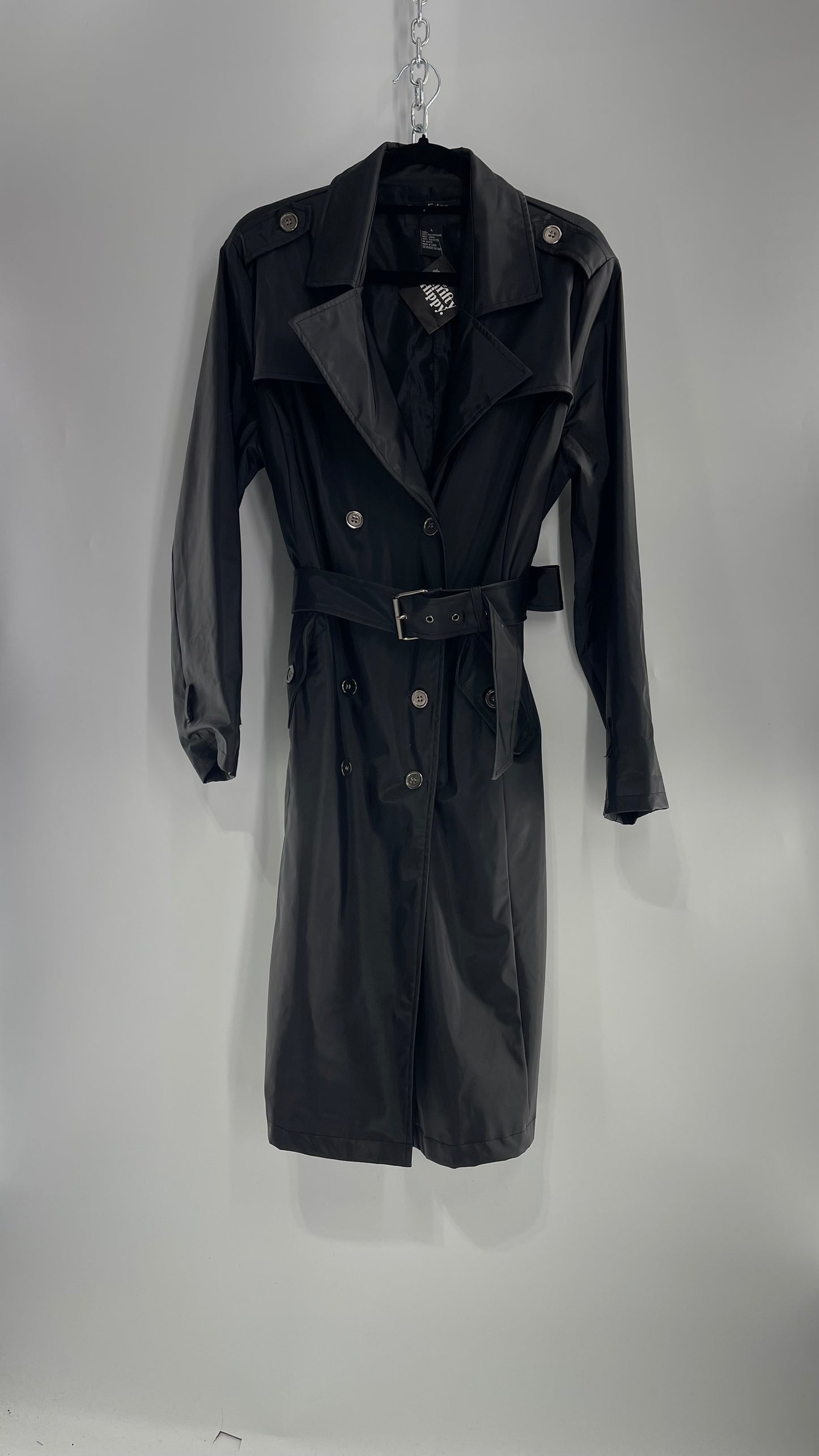 Vintage Outer Edge Dark Grey Trench Coat (Large)