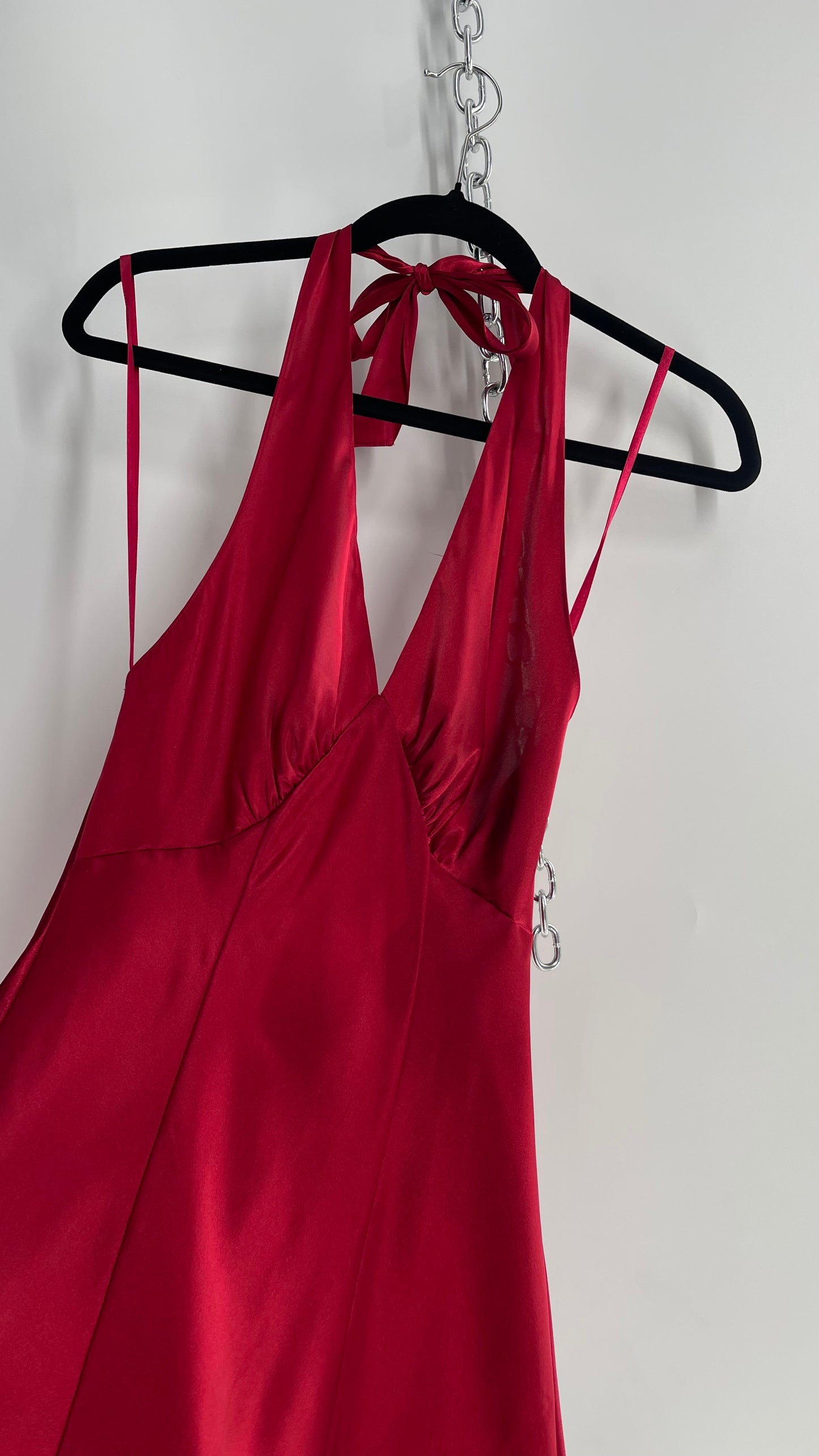 Vintage Fredericks of Hollywood Red Satin Slip Mini (Small)