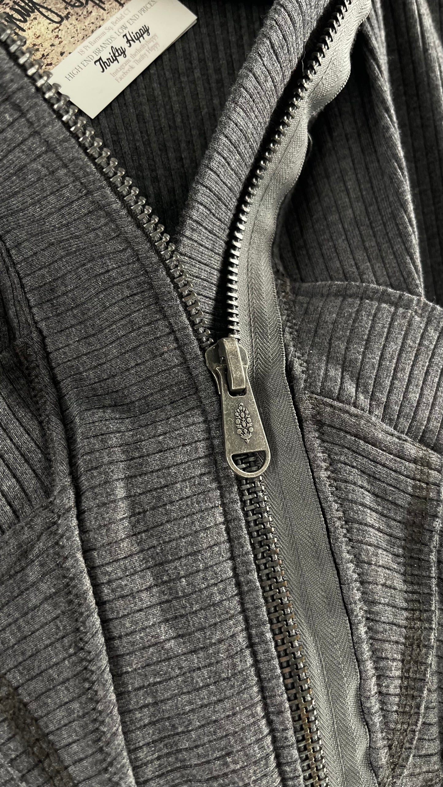 Free People Charcoal Slate Gray 2 Piece Set with Cropped Hoodie and Jogger Sweats with Tags Attached (XS)