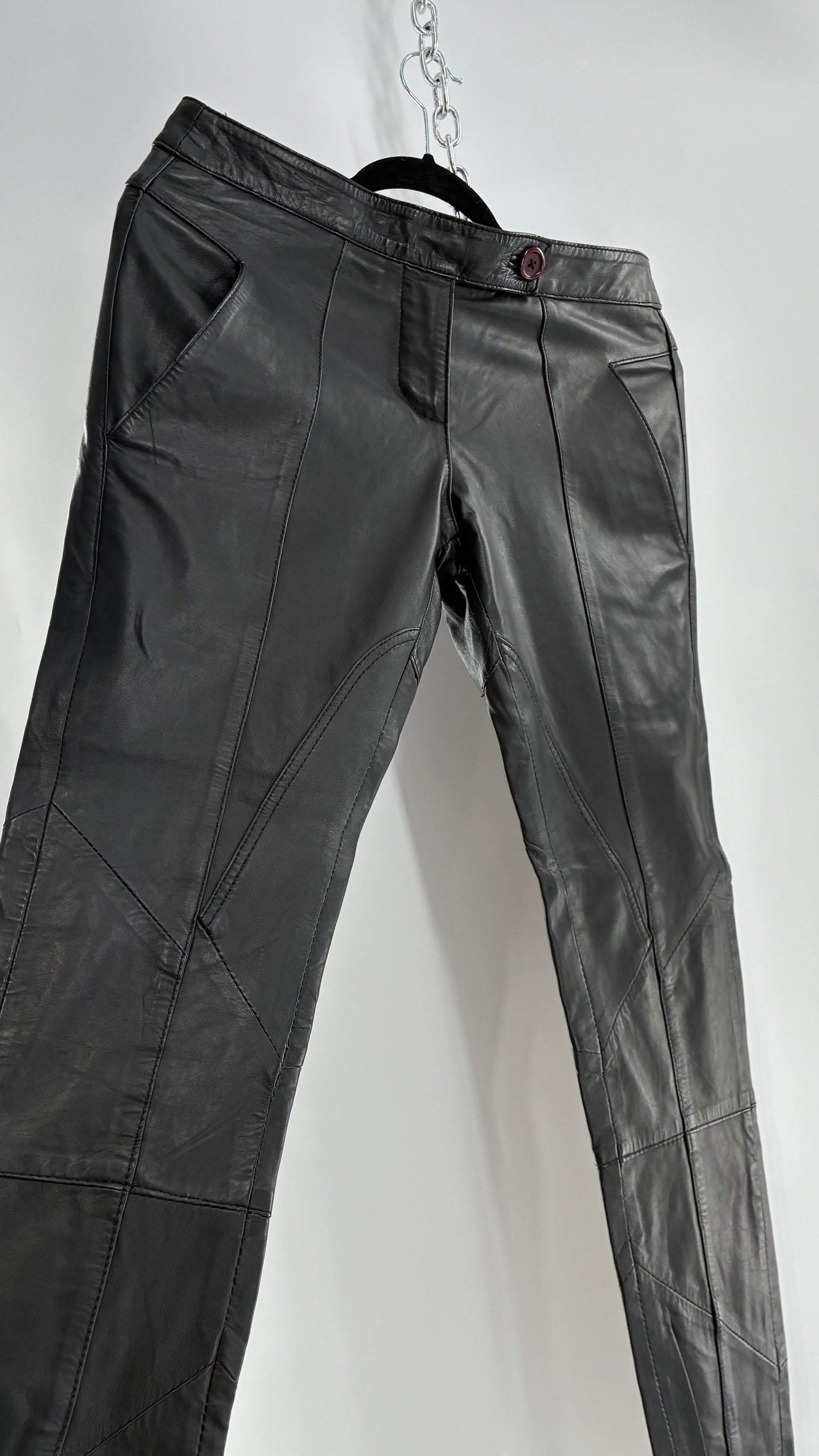 ASOS Low Rise Genuine Leather Patchwork Style Motorcycle Pants (6)