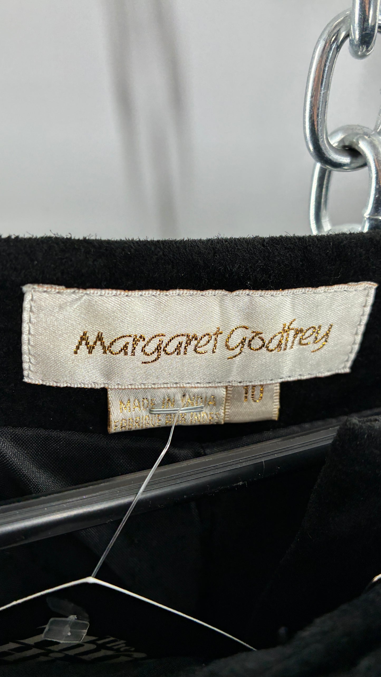 Vintage Margaret Godfrey Black Genuine Suede Leather Kick Flares with Wide Beaded Belt (10)