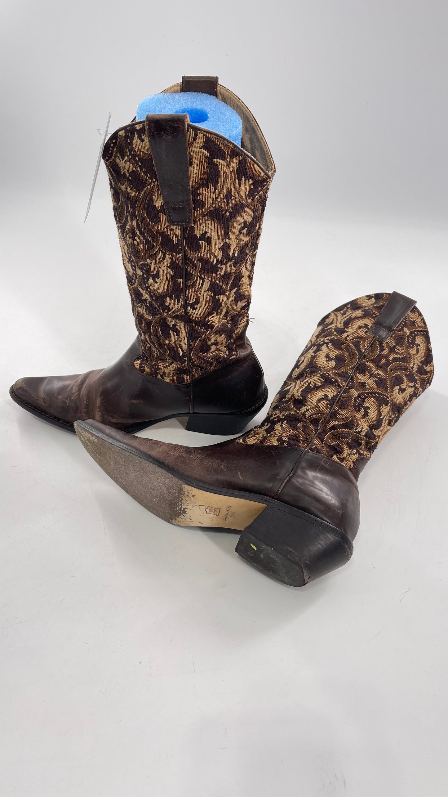 Vintage Matisse Brown Leather Tapestry Cowboy Boot (8.5)