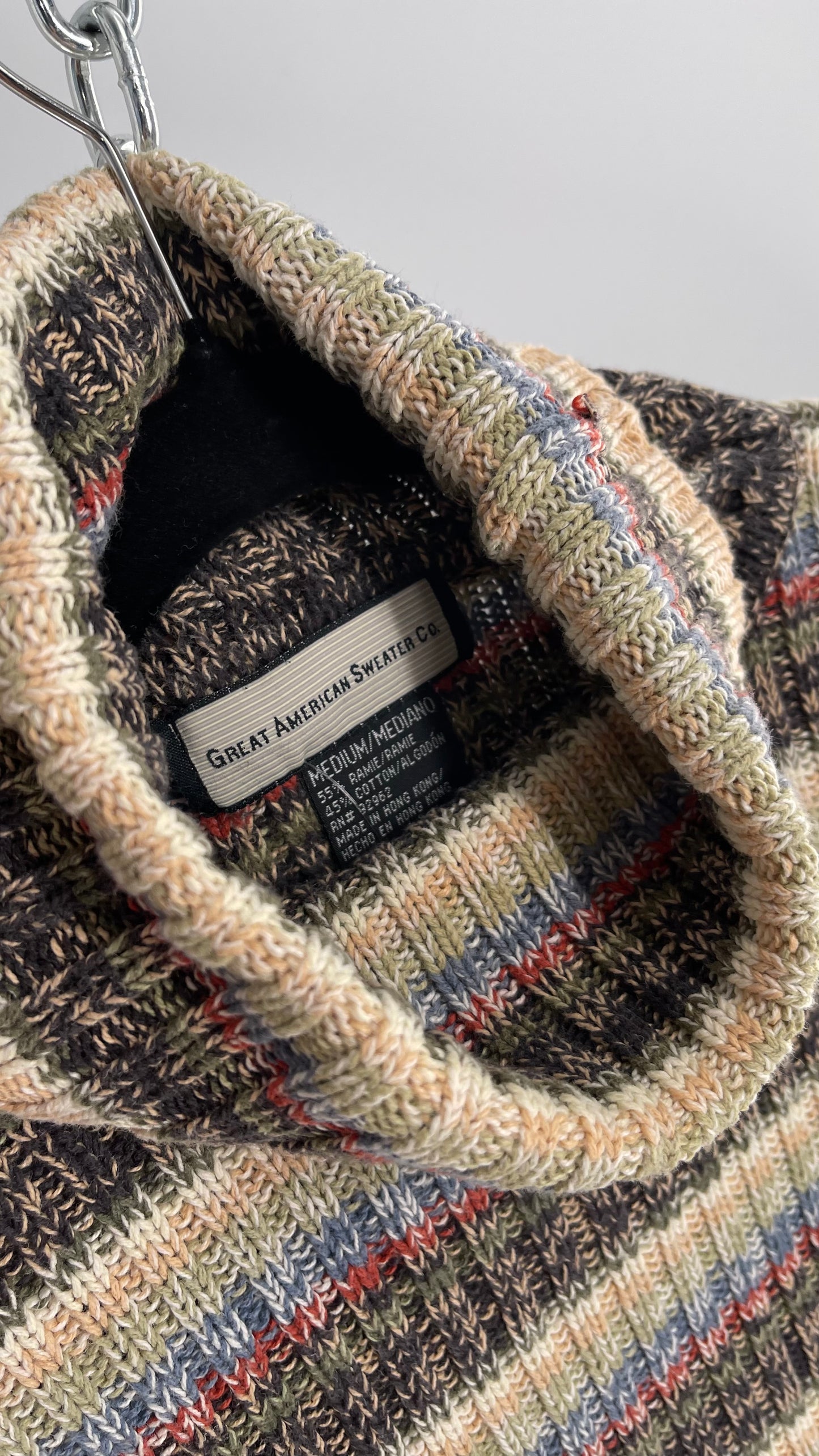 Great American Sweater Co Striped Thick Knit Turtleneck (Medium)