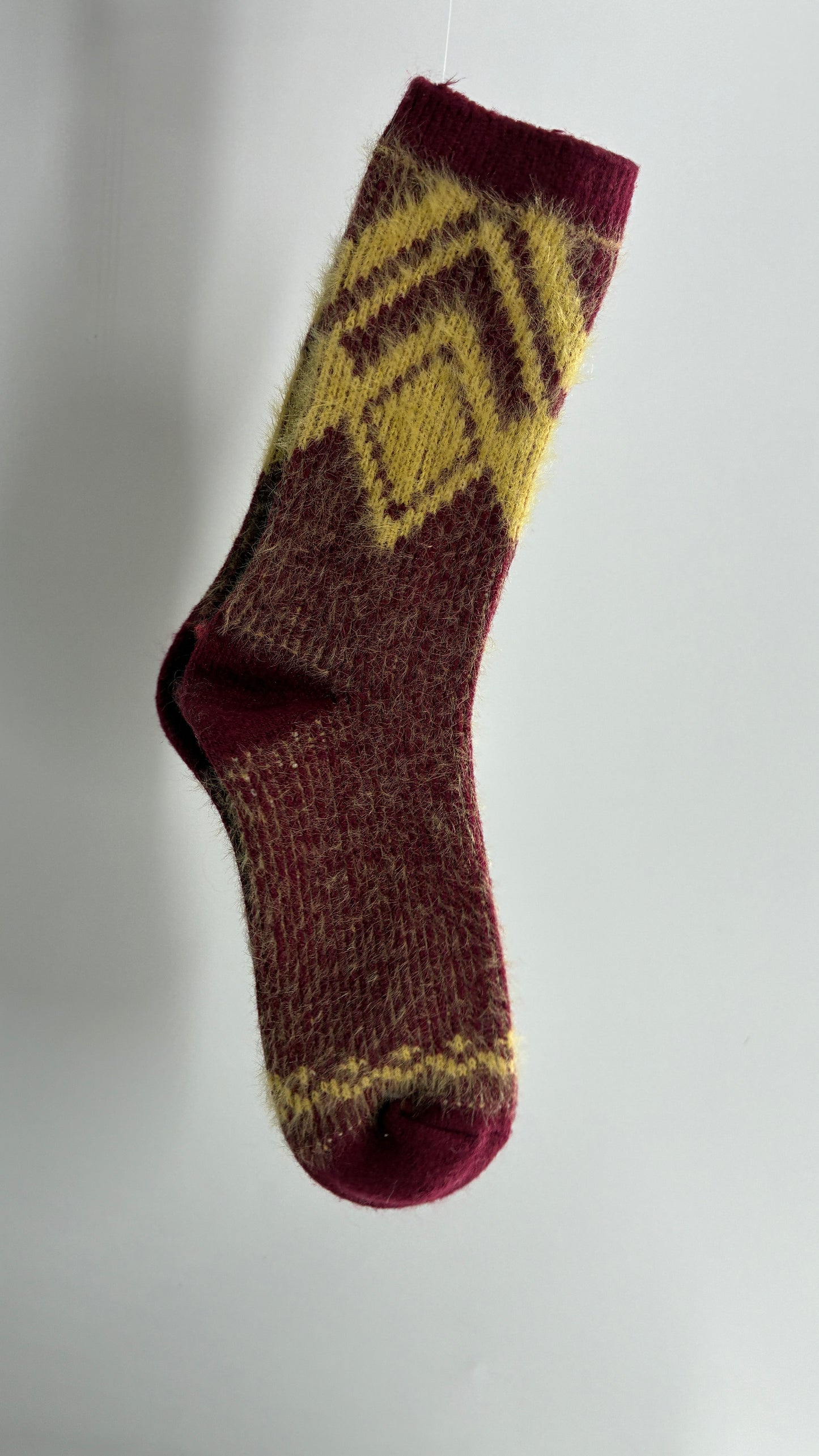 Free People Maroon and Yellow Patterned Knit Socks
