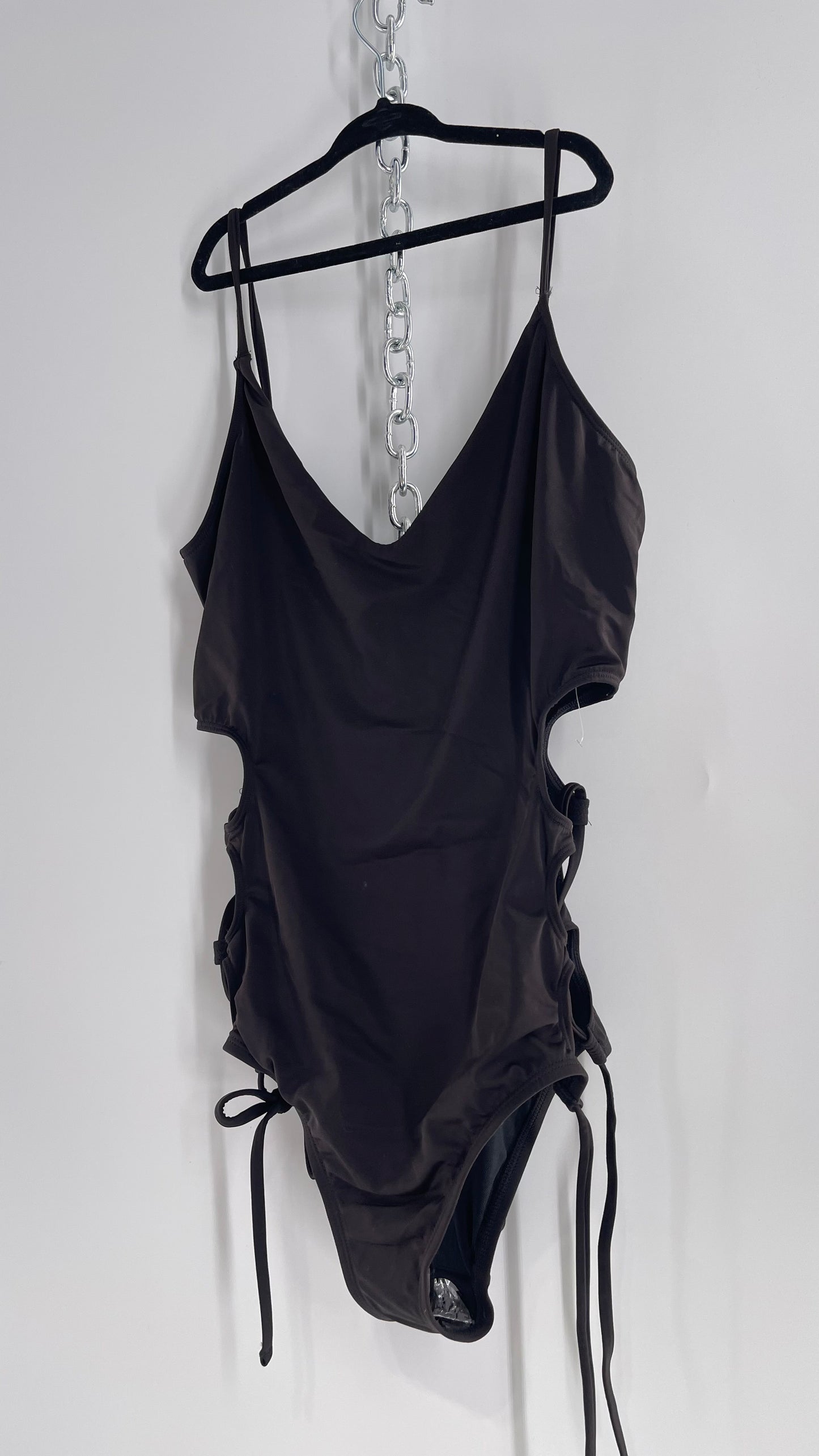 Urban Outfitters Out From Under Black Swimsuit with Lace Up Sides (Large)