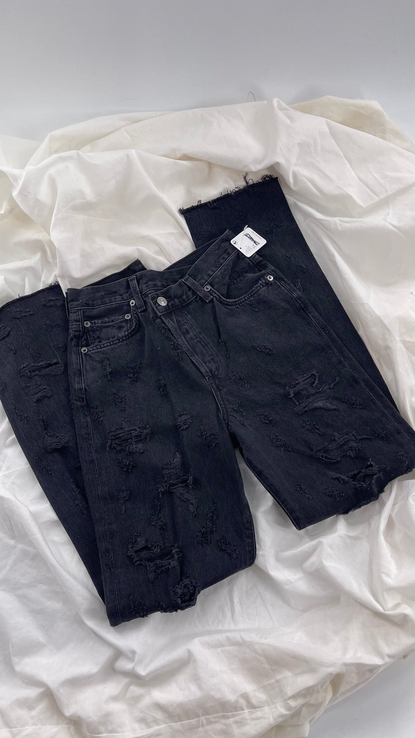 Free People Grey/Black Distressed Jeans with Tags Attached (24)