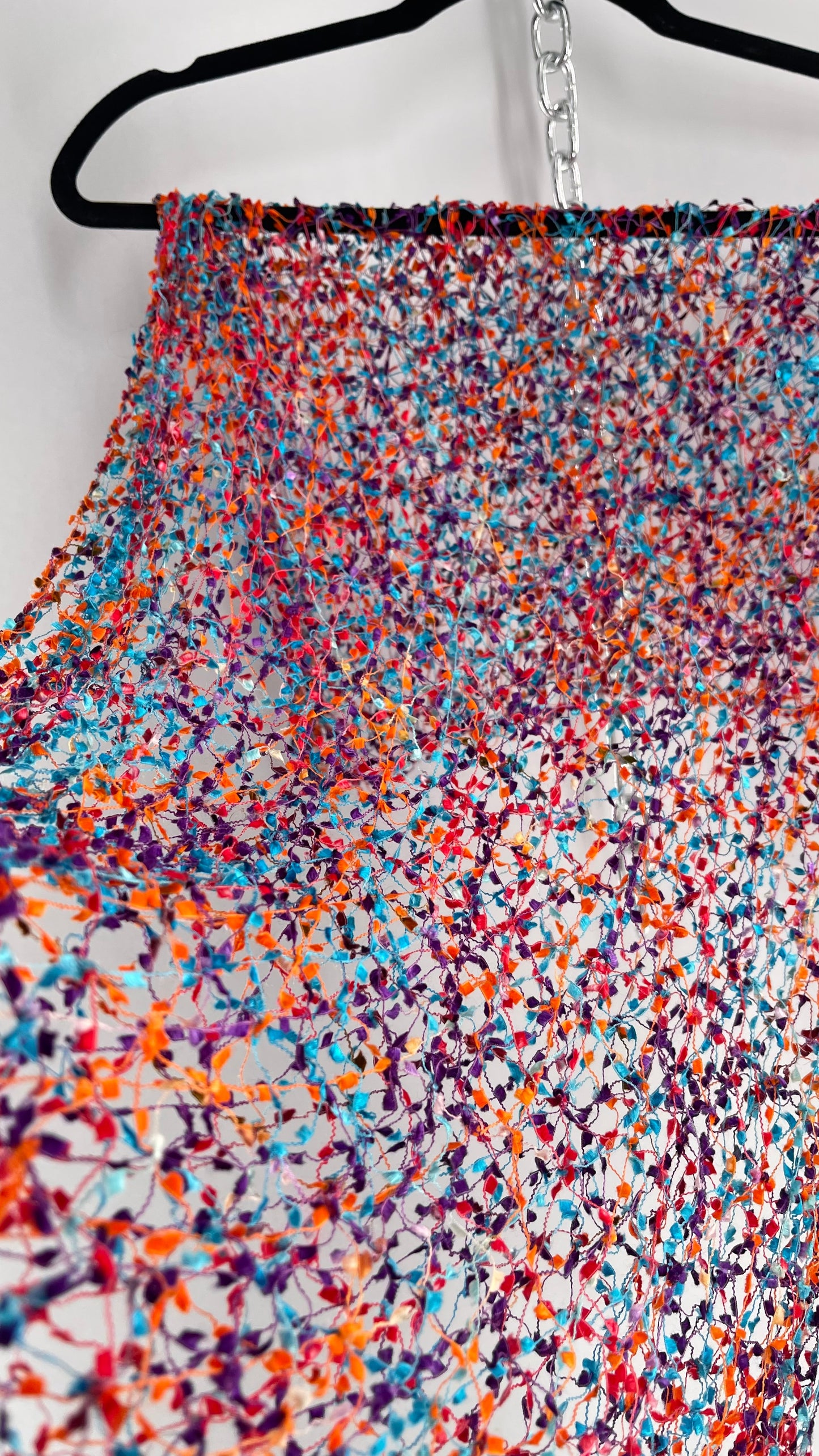 Vintage Negative Space Confetti Scarf Red, Teal, Orange, Blue