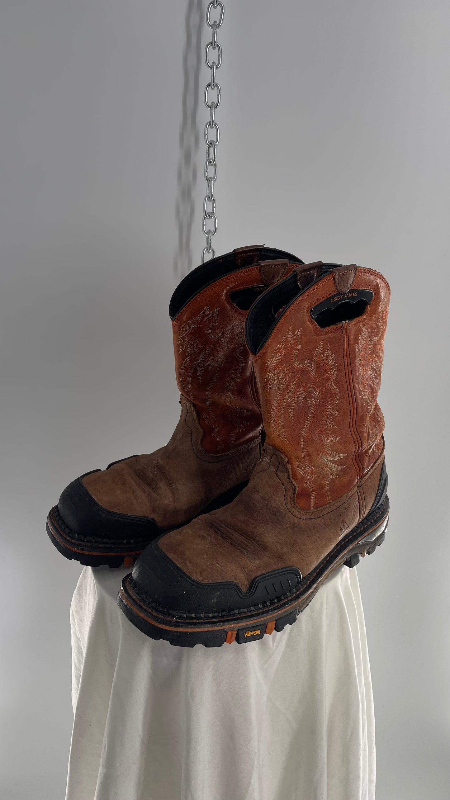 Cody James Men’s Leather Decimator Western Work Boot Nano Composite Toe Heavy Duty (13)