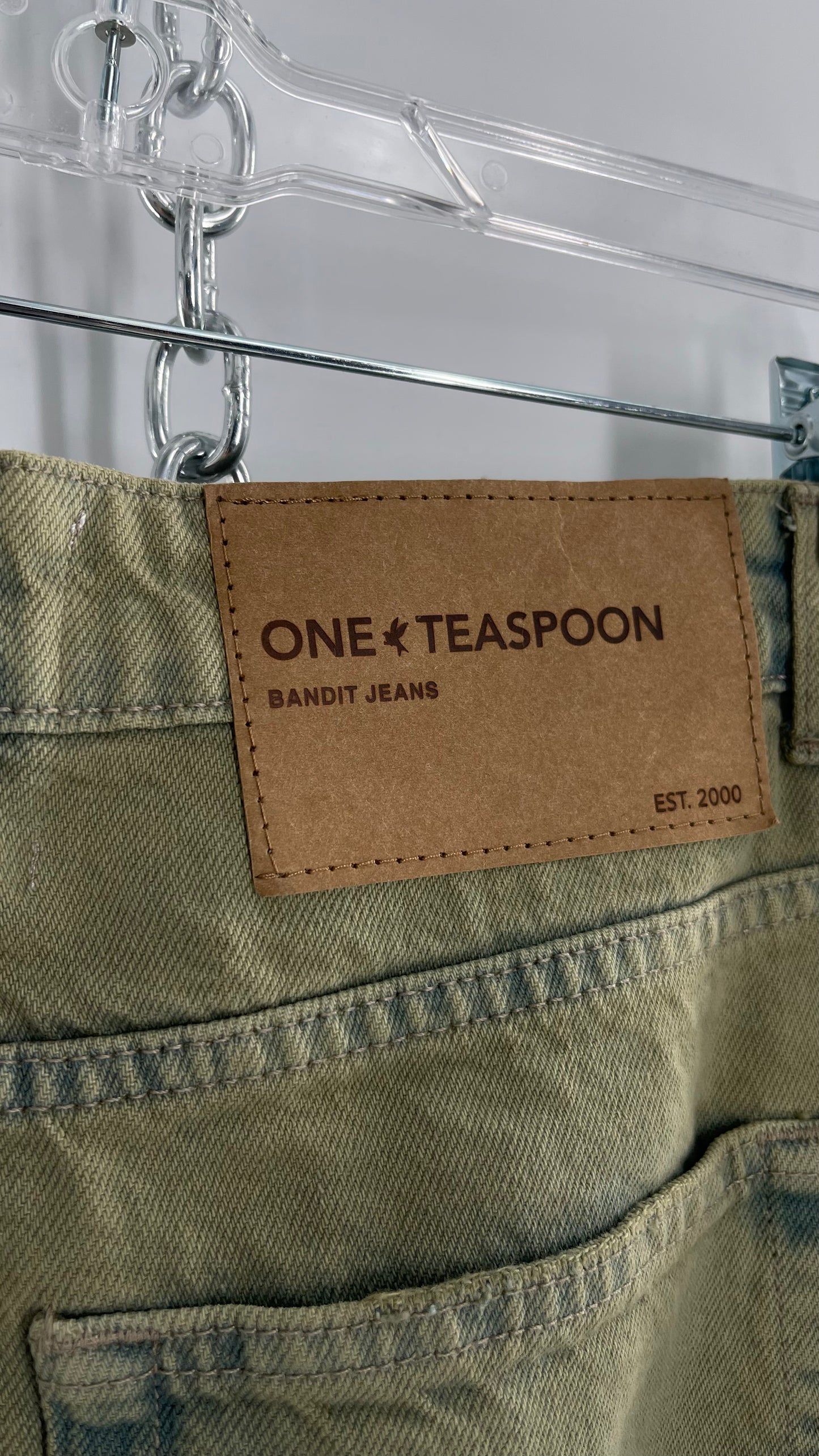 One Teaspoon Distressed Baggy/Bandit Relaxed Jean with Green Hue/Wash (Khaki Haze) (25)