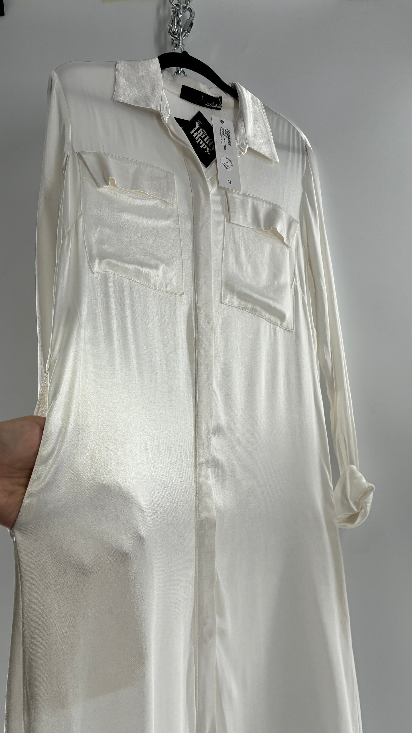 ST. BRAND BY STRASS White Button Up Style Dress with Tags Attached (Medium)