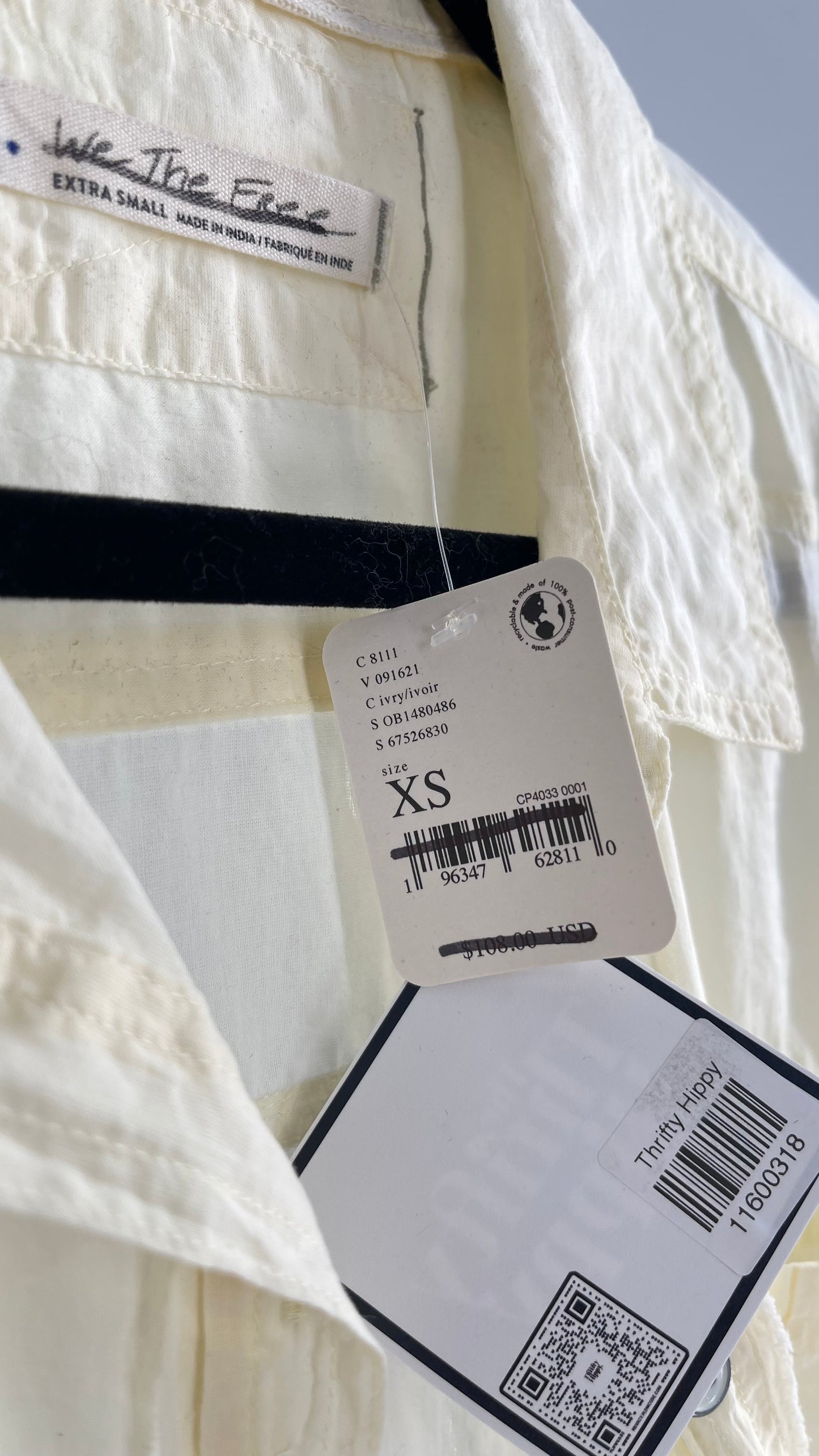 Free People Baby Yellow Sheer 100% Cotton Beachy Button Up with Tags Attached (XS)