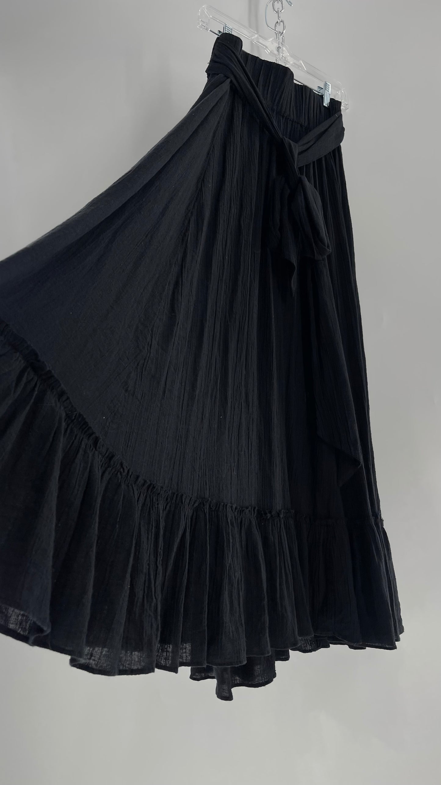 Free People Black Floor Length Skirt (Medium)
