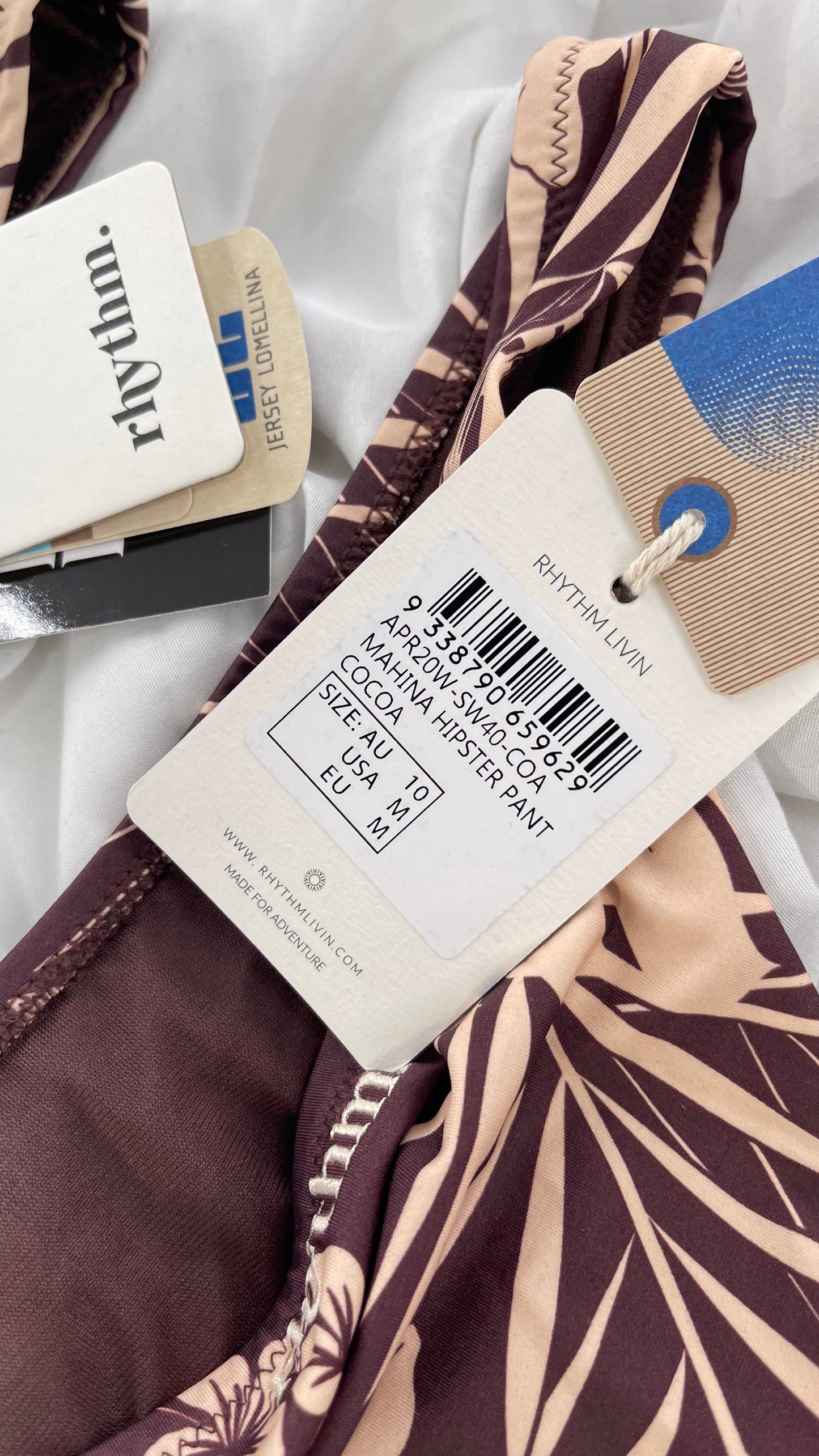 RHYTHM Brown and Beige Tropical Palm Patterned Swim Set with Tags Attached (Medium)