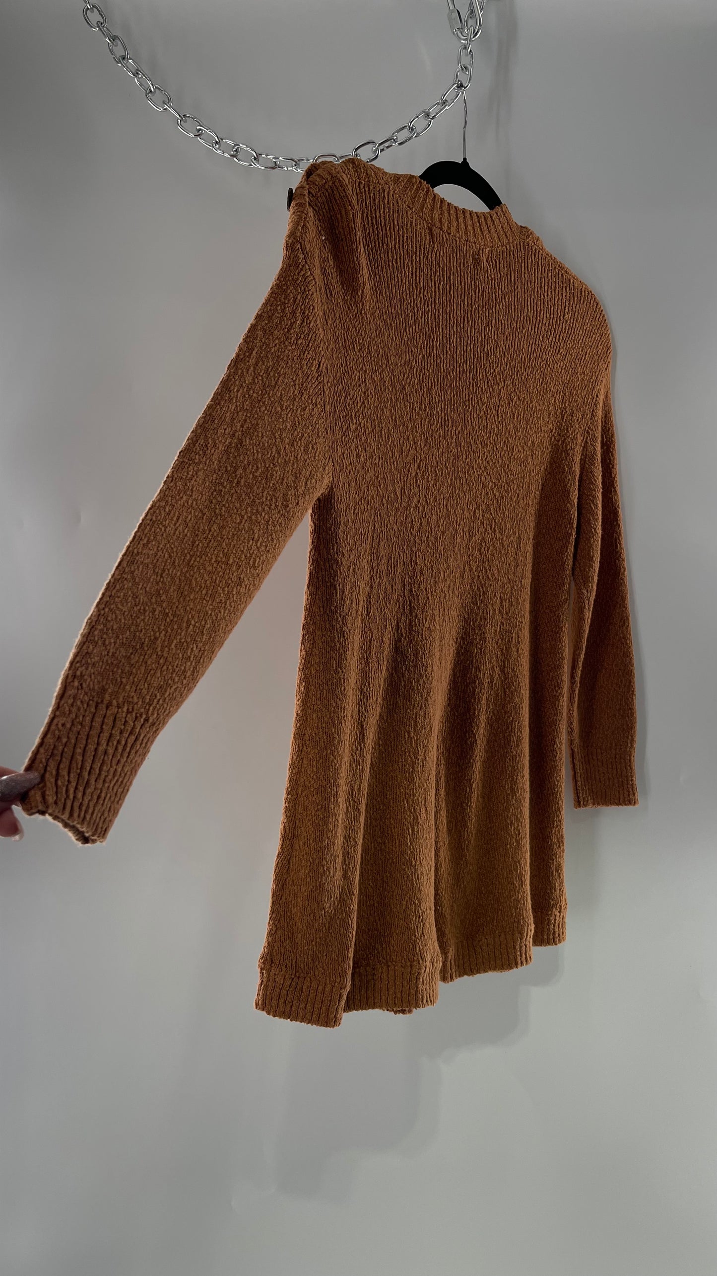 Free People Mustard/Tan Knit Button Shoulder Romper/Playsuit/Jumpsuit (XS)