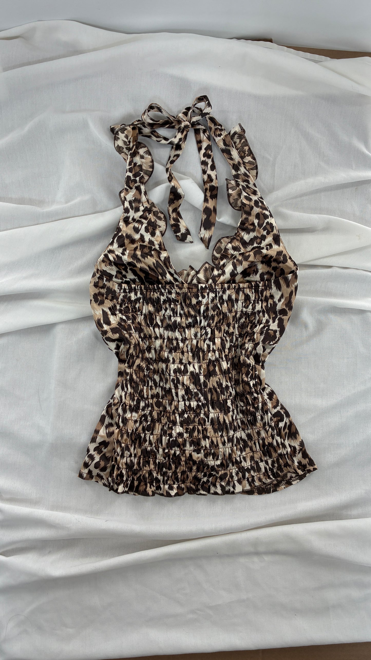 Vintage MYTH Cheetah Ruffle Halter (Medium)