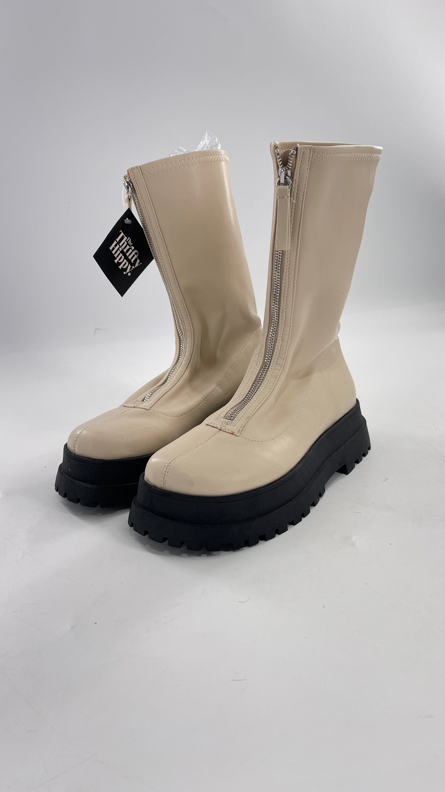 Urban Outfitters Cream Zip Front Boot with Contrast Platform (10)