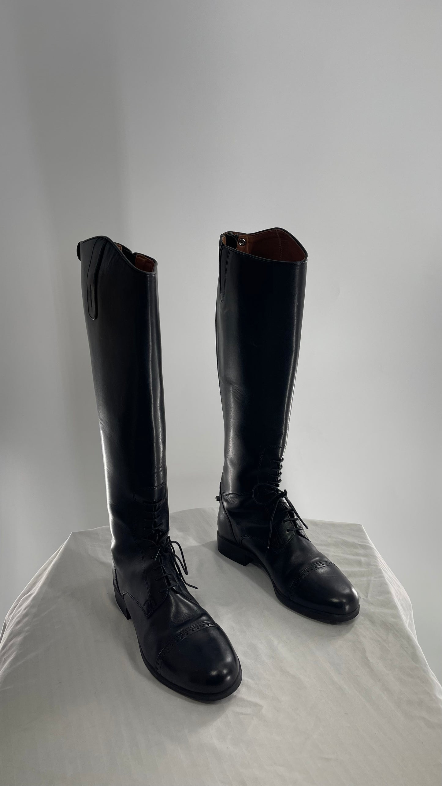 ARIAT Heritage Contour || Black Leather Field Zip Knee High Riding Tall Boots (8)
