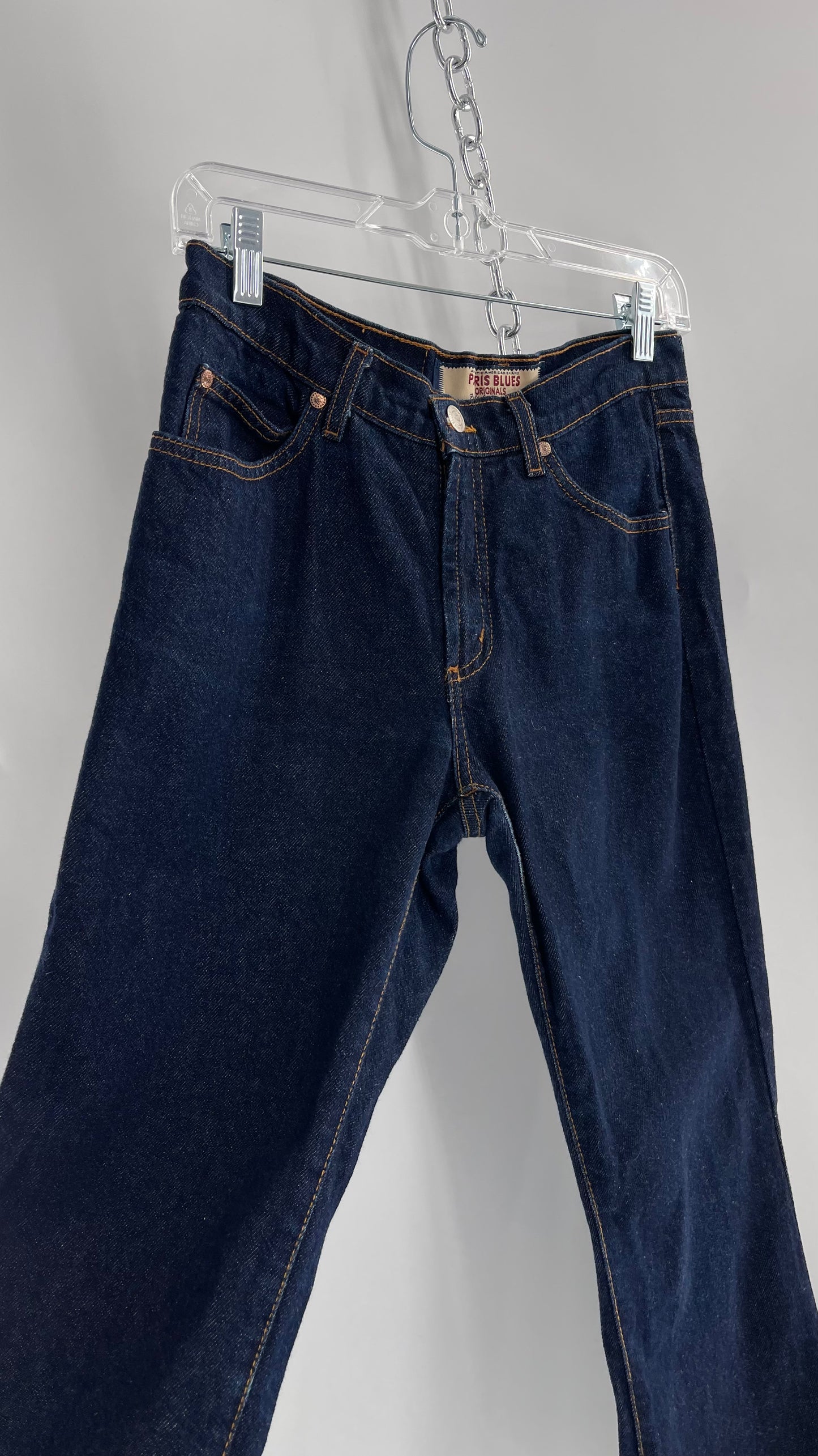 Vintage PARIS BLUES Dark Wash Kick Flare Denim Jeans(5)