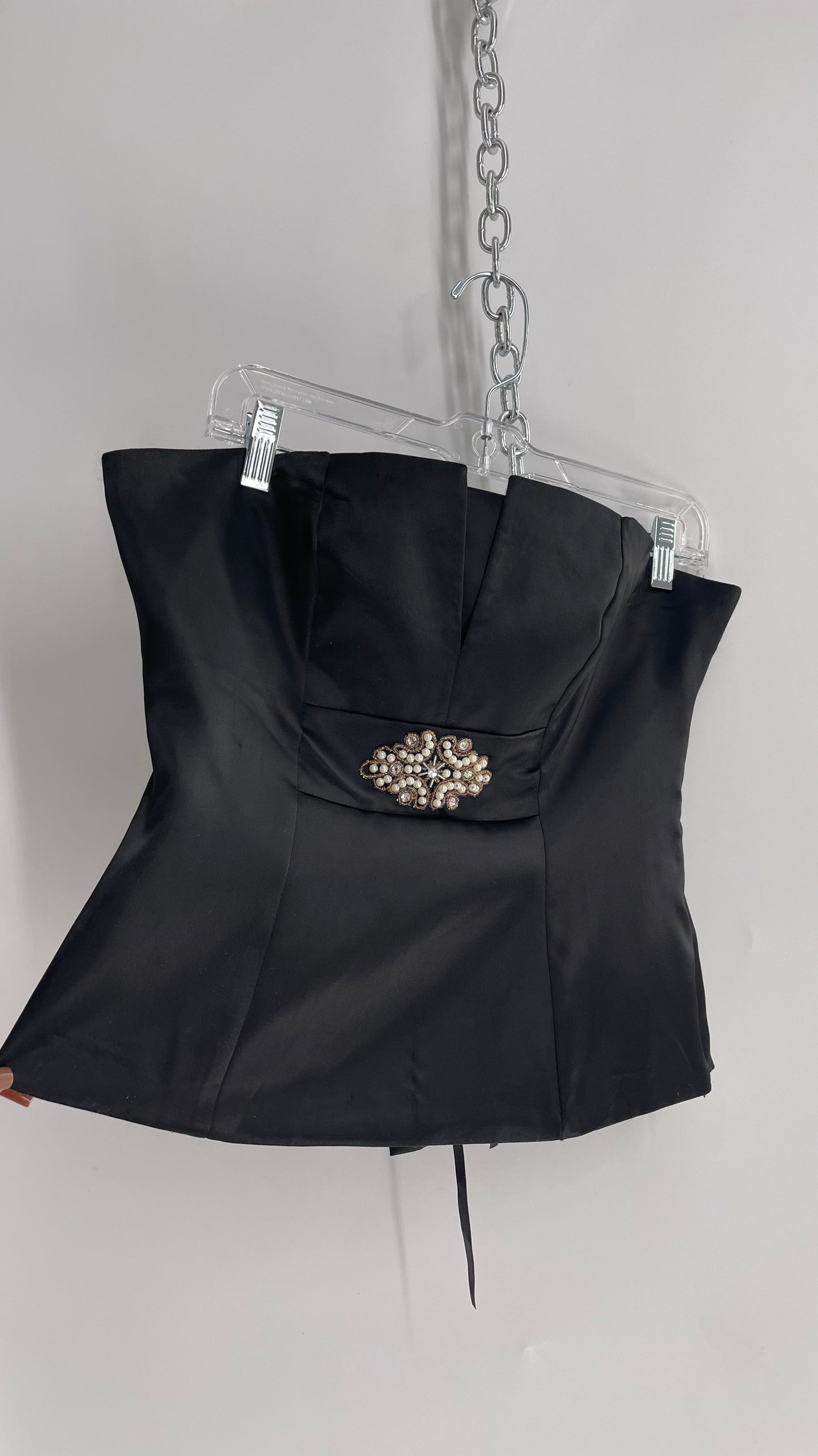 VENUS Vintage Black Tube Top with Embellishment and Corseted Back (6)