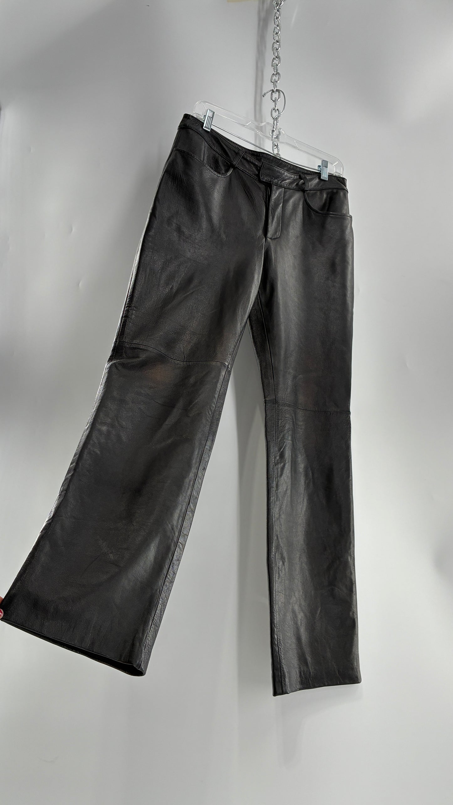 Vintage INC Black Soft Genuine Leather Side Closure Pants (6)