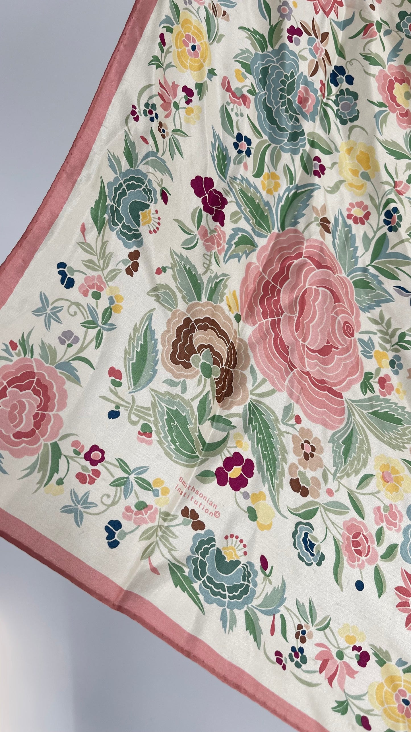 Vintage Smithsonian Institute Pastel Florals Scarf
