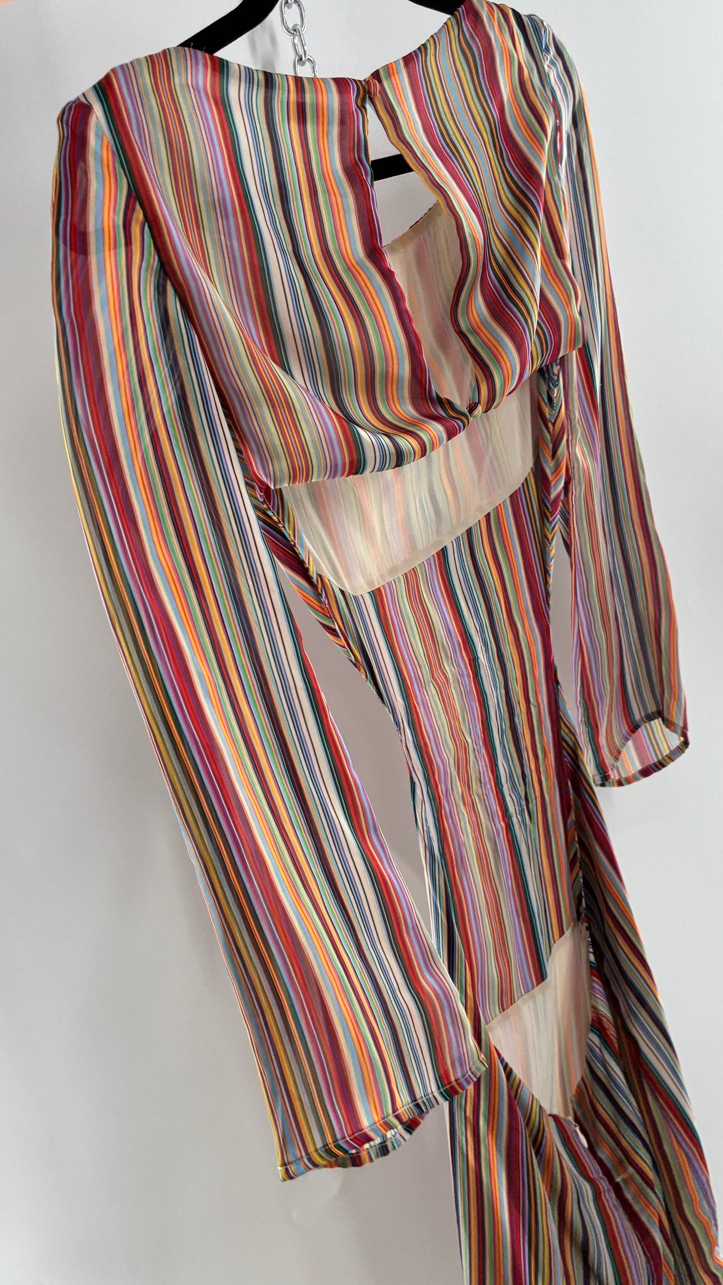 WINTERMUSE Daphne Multicolored Striped Silky Backless Cutout Dress (4)