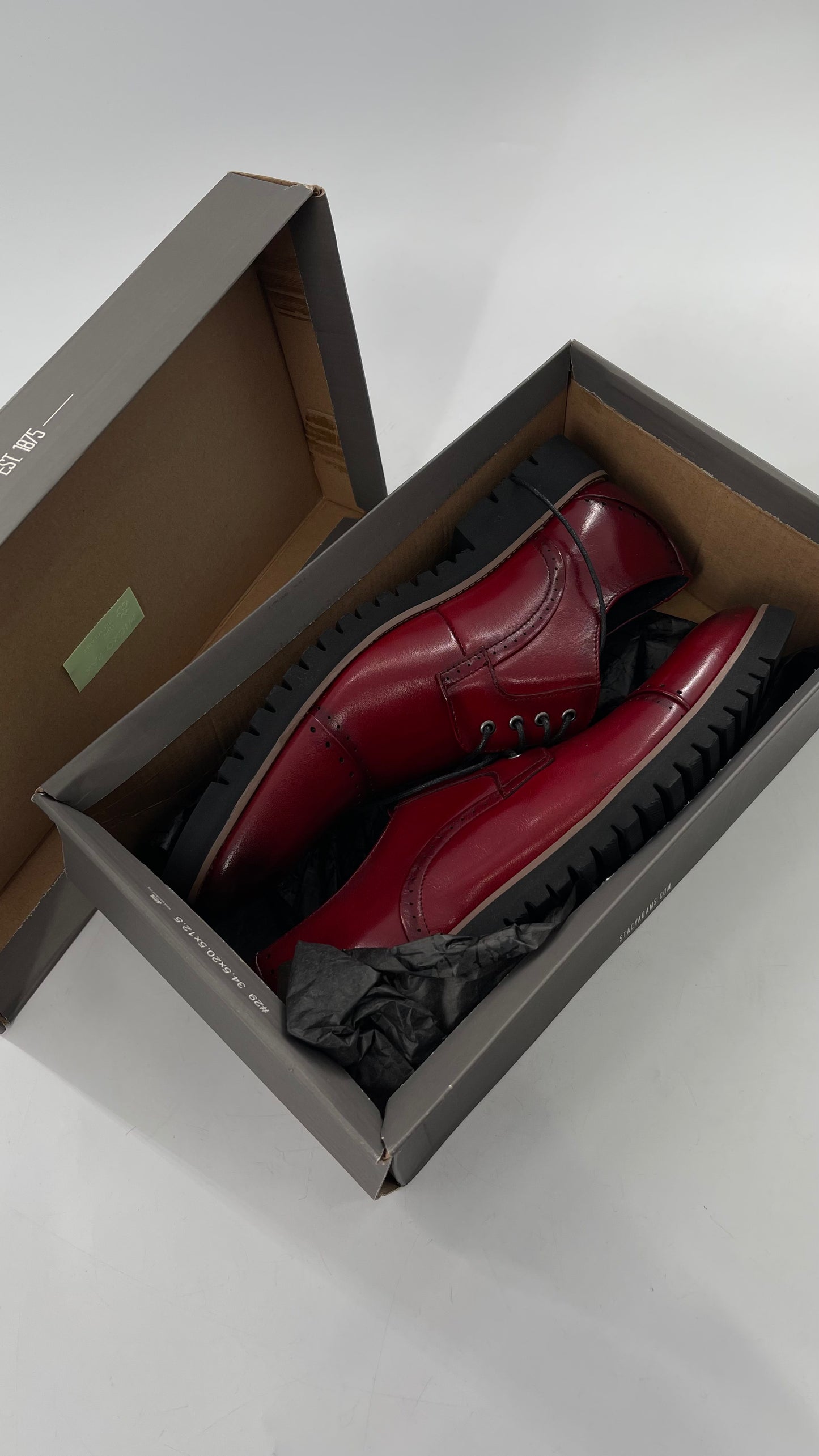 Stacy Adam’s Cherry Red Leather Oxfords with Cap Toe Detail (10)