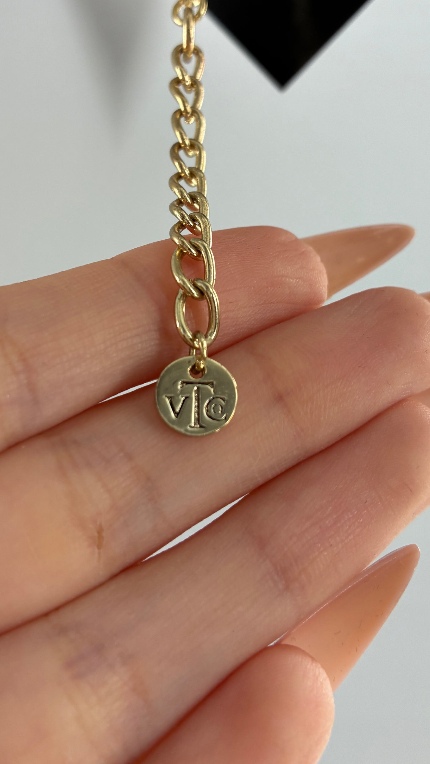 Gold Chain Link Adjustable Necklace with Heart Rhinestone Clasp