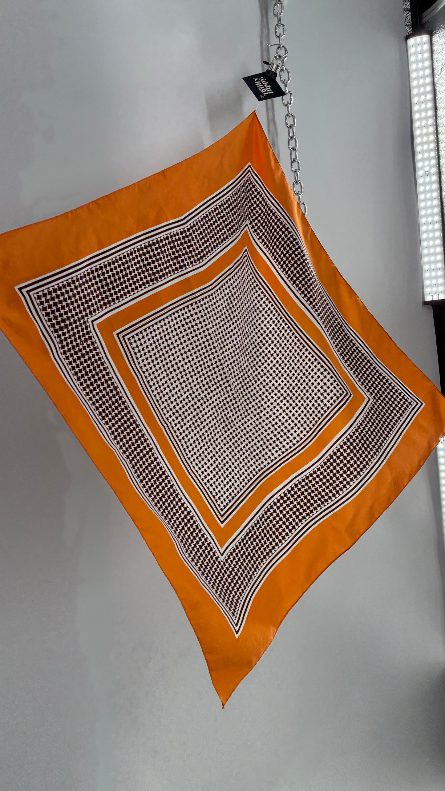 Vintage 1970s Orange and Brown Scarf