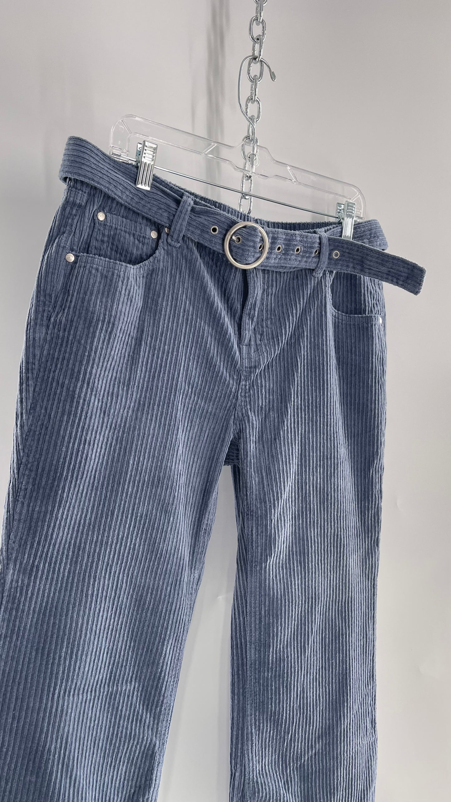 MILK IT Recycled Powder Blue Corduroy Low Waist Grommet Buckle Folk Jean with Tags Attached (16)