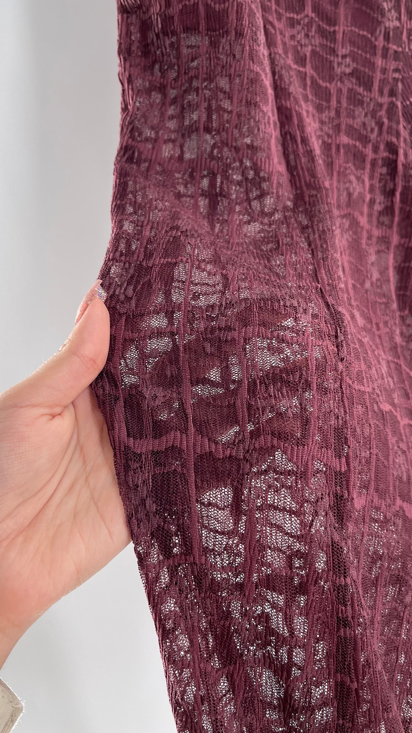 Free People Plum Lace Flares with Vented Hem and Sewn in Shorts Tags Attached (Medium)
