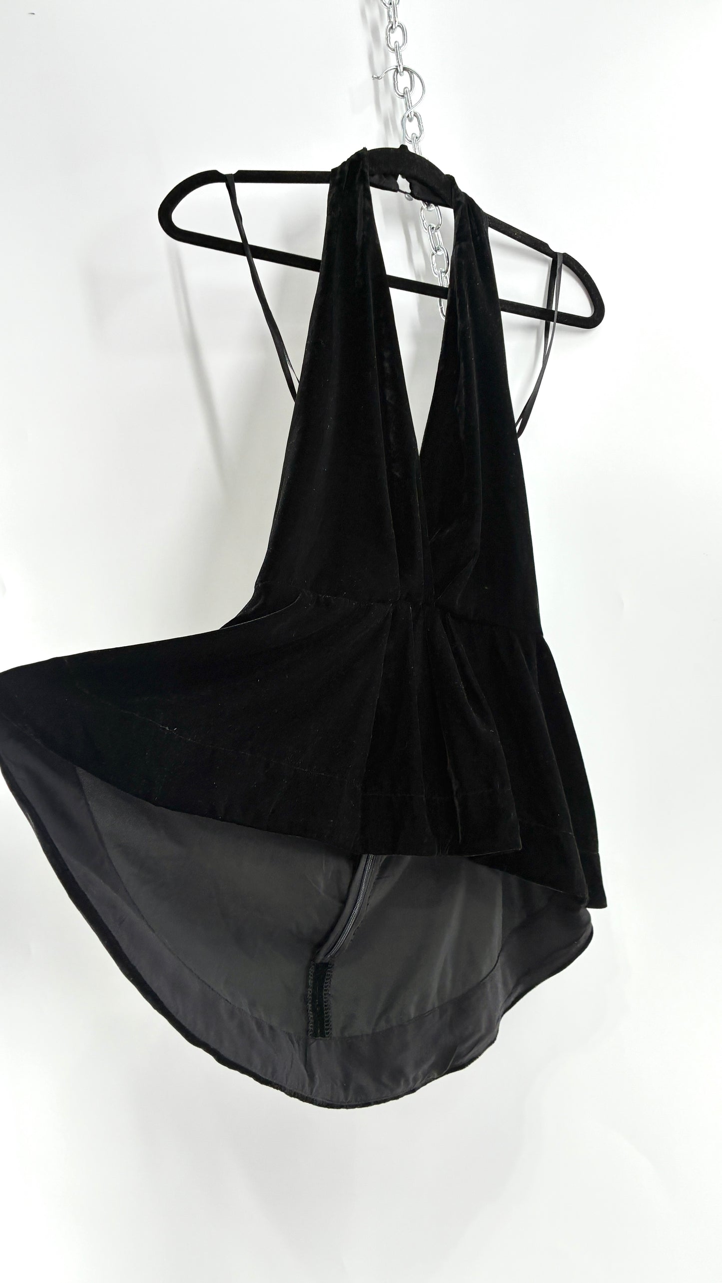 Free People Black Velvet Backless Halter (Small)