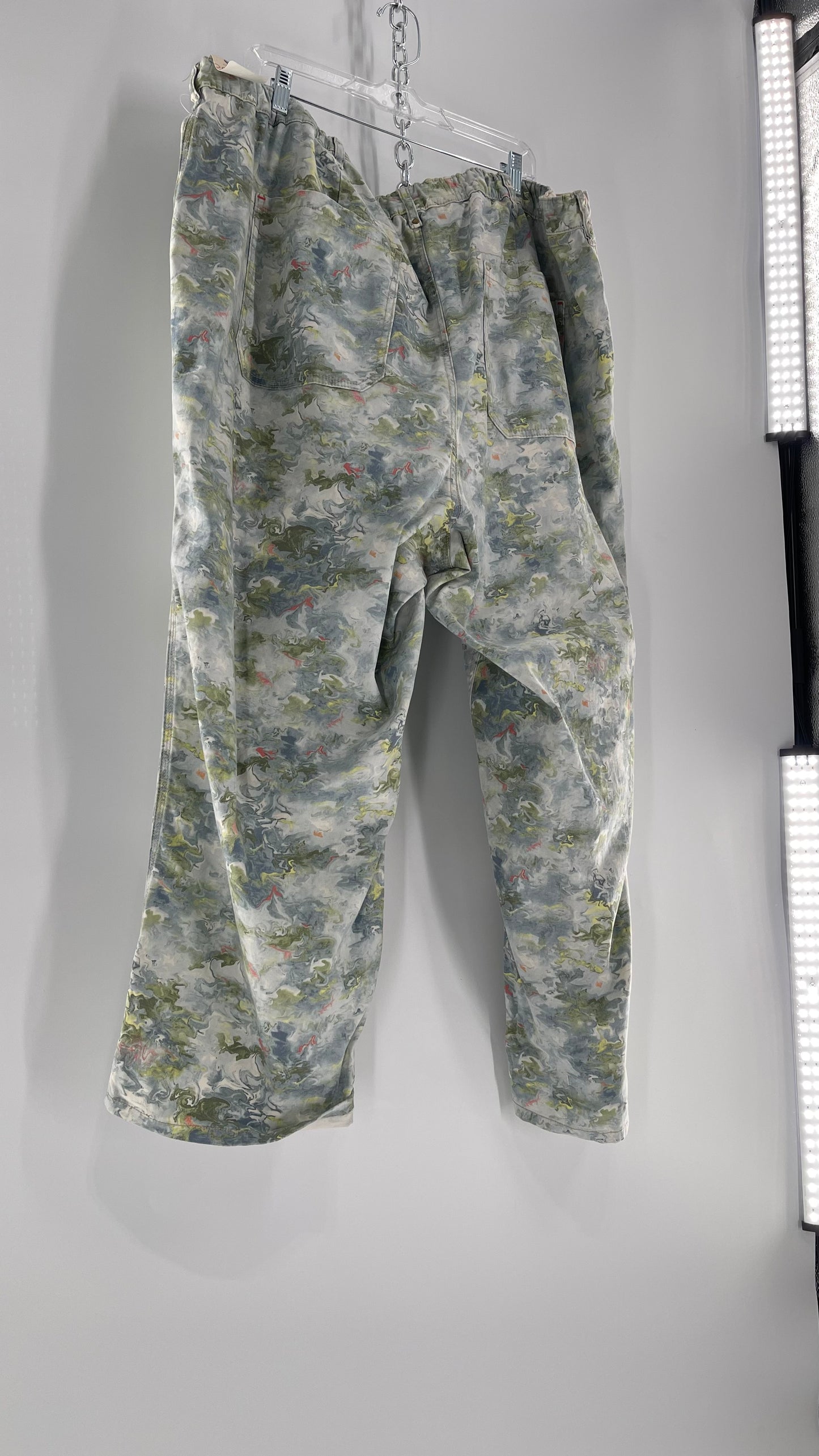Pilcro Anthropologie Lilly Pad Pond Painted Water Color Cargos (26W)
