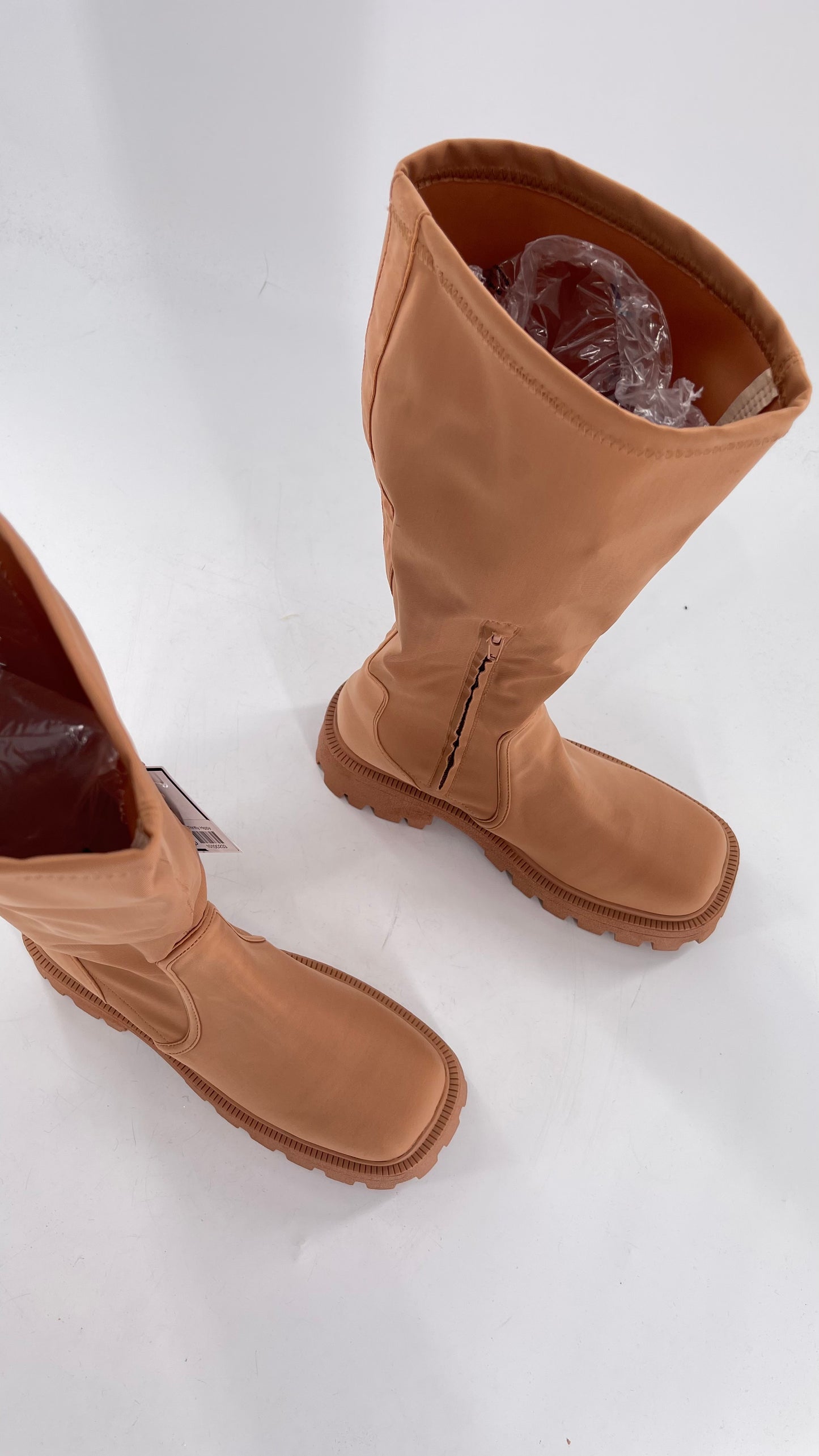 Urban Outfitters Tan Knee High Square Toe Sock Boot (8)