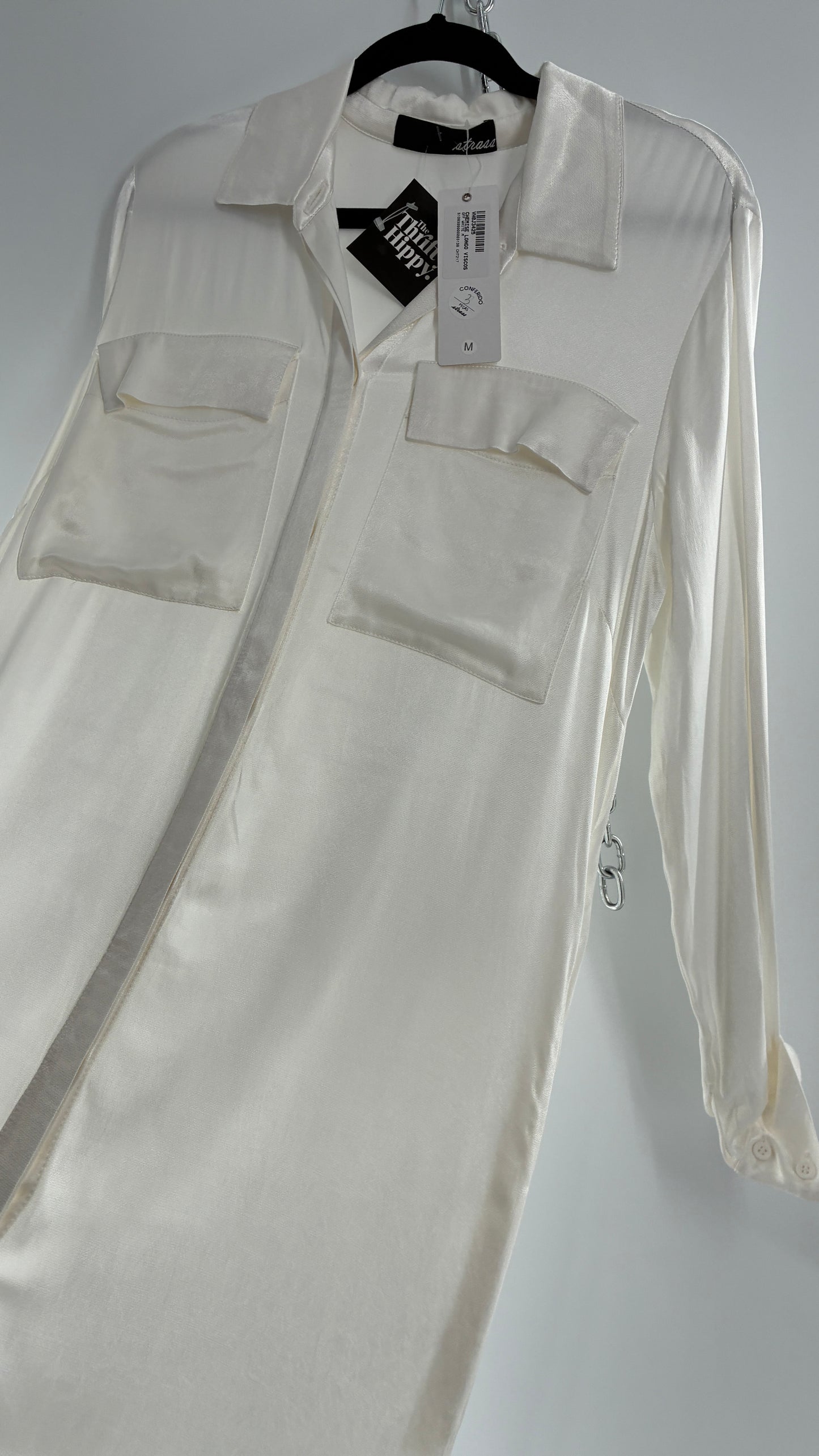 ST. BRAND BY STRASS White Button Up Style Dress with Tags Attached (Medium)