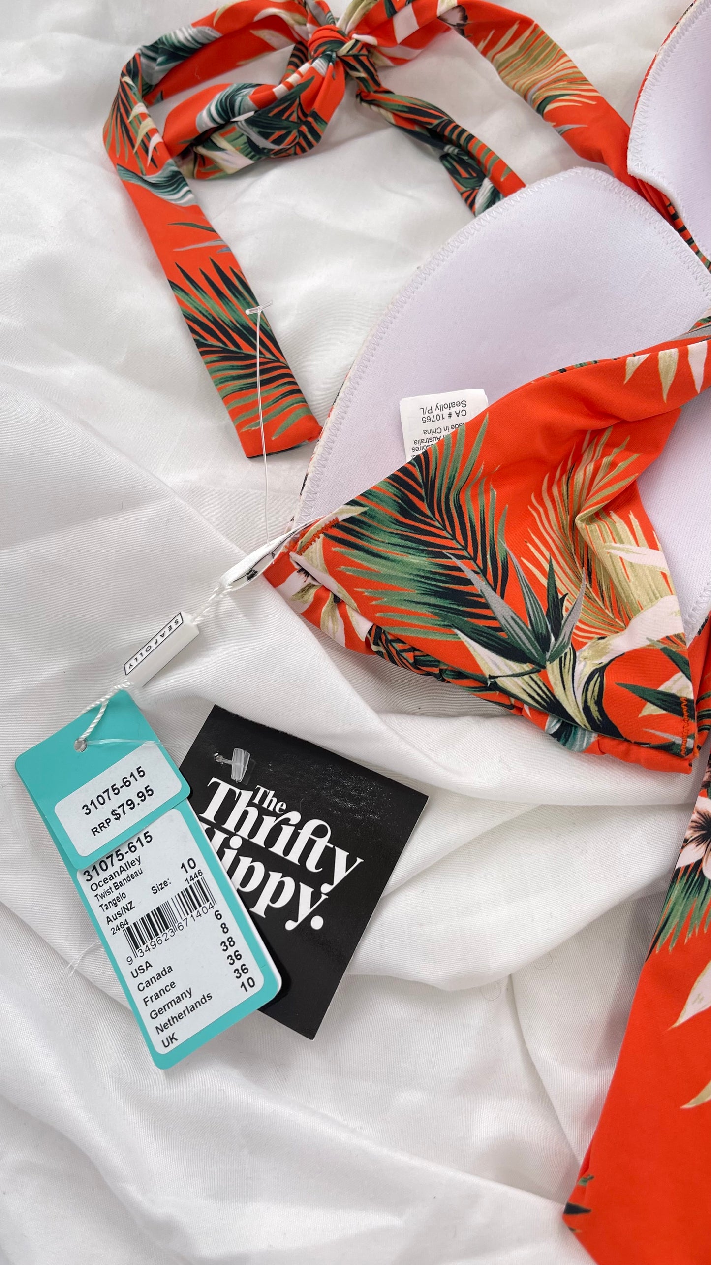 Anthropologie Sea Folly Orange Tropical Swim Set with Tags Attached (10 Top 12 Bottoms)
