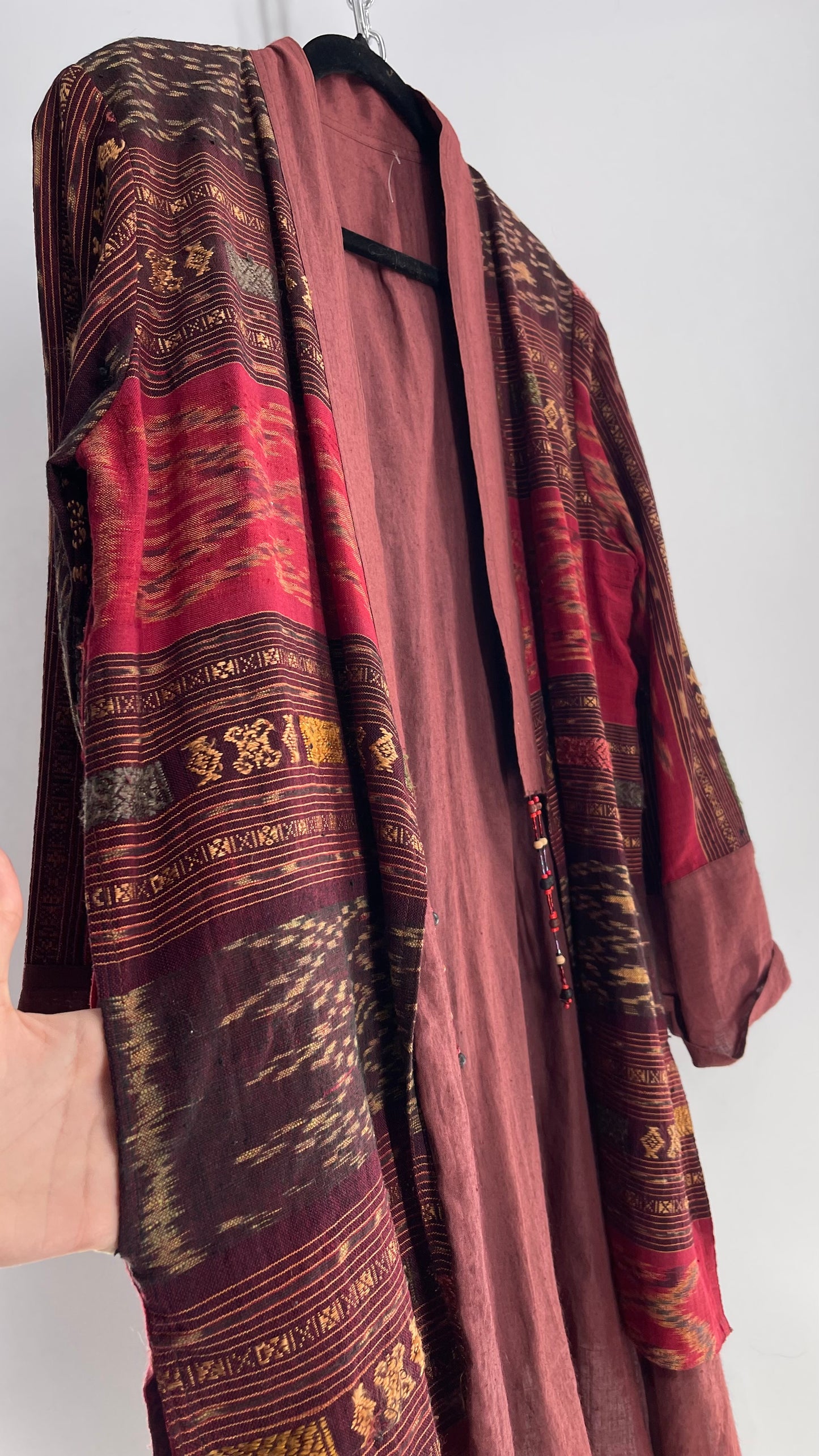 Laise Adzer Vintage Heavily Embroidered, Linen Patchwork Set (M/L)