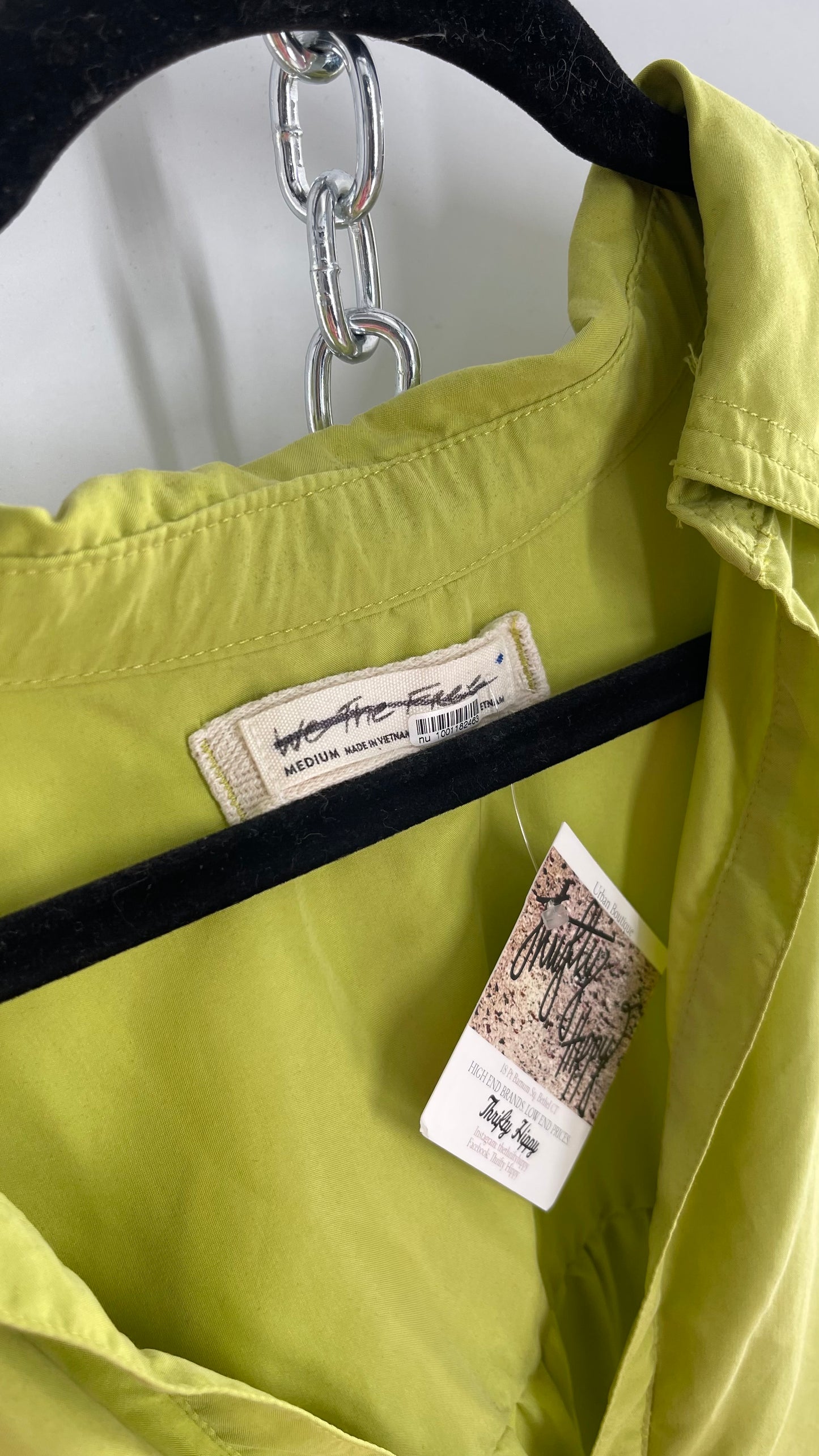 Free People 76% Modal Green Drop Shoulder Baggy Oversized Tunic Blouse (Medium)