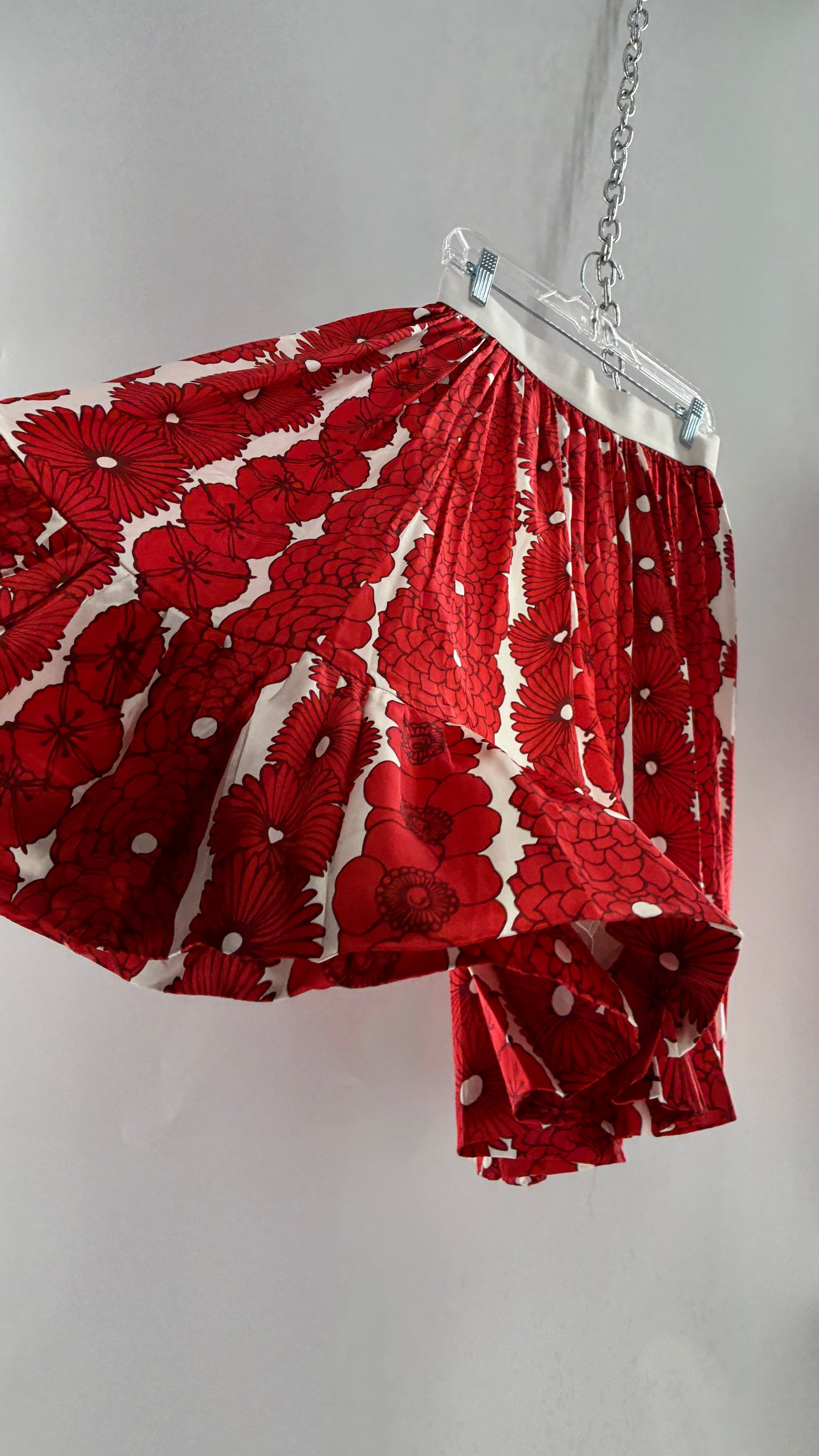 BALTIC BØRN Voluminous Red Floral Circle Skirt (XL)